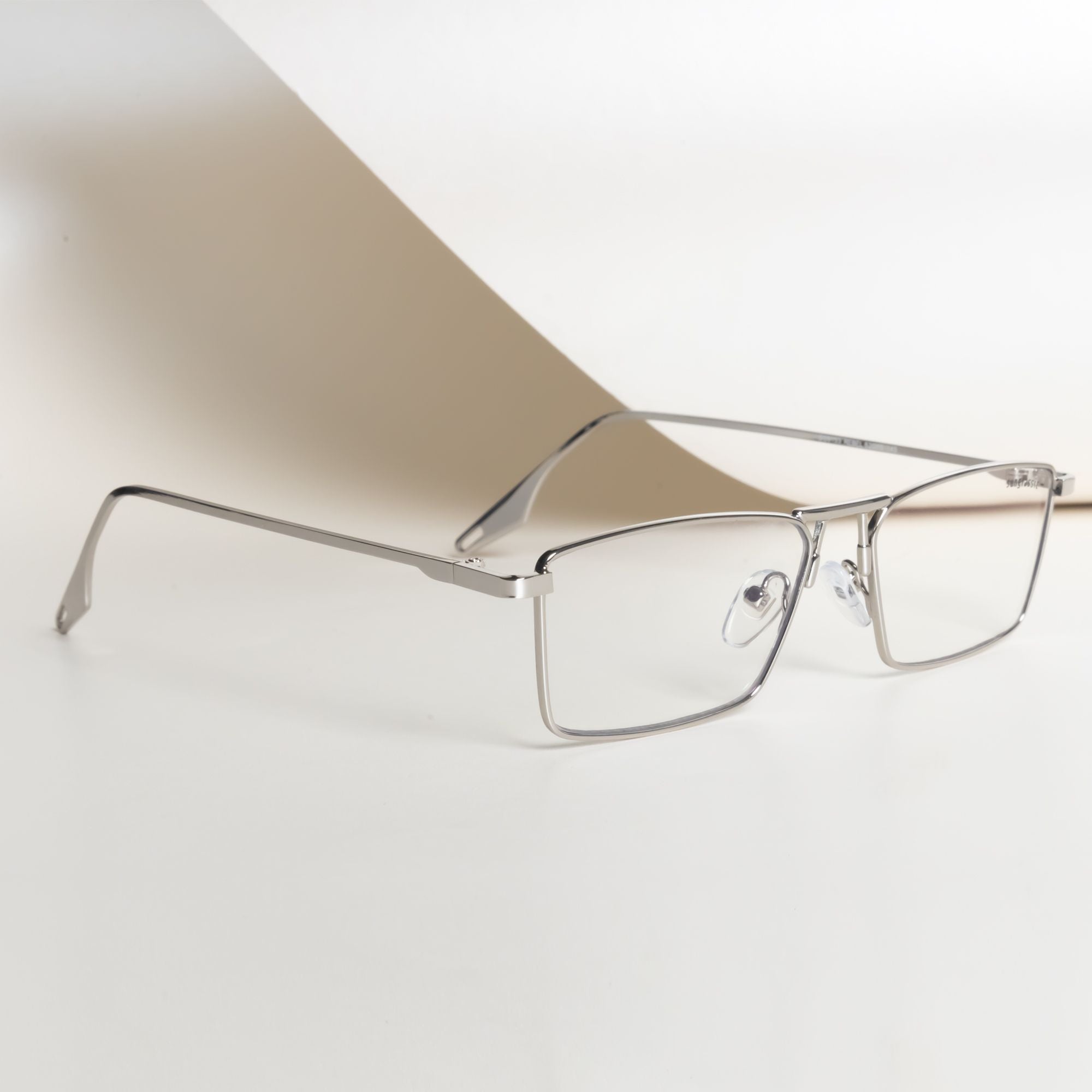 Rebel Silver Transparent Rectangle Sunglasses