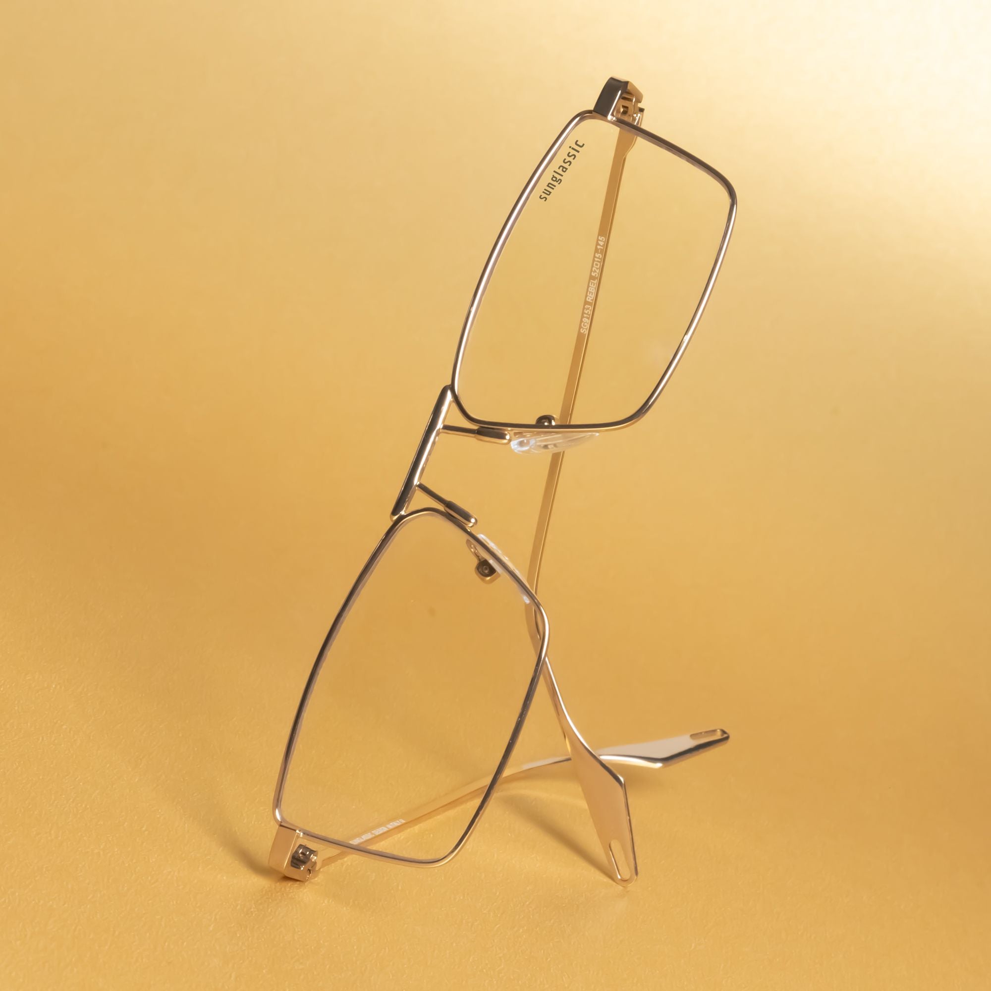 Rebel Gold Transparent Rectangle Sunglasses - Main Image