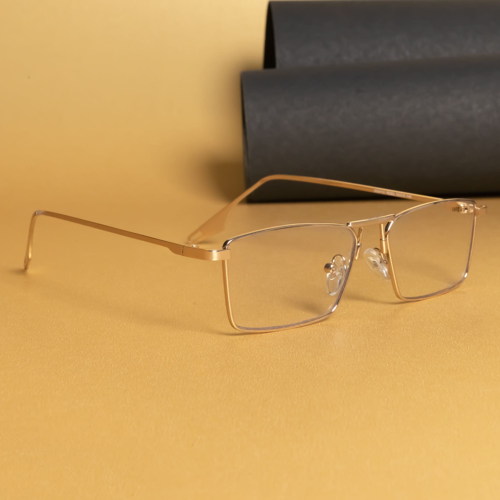Rebel Gold Transparent Rectangle Sunglasses