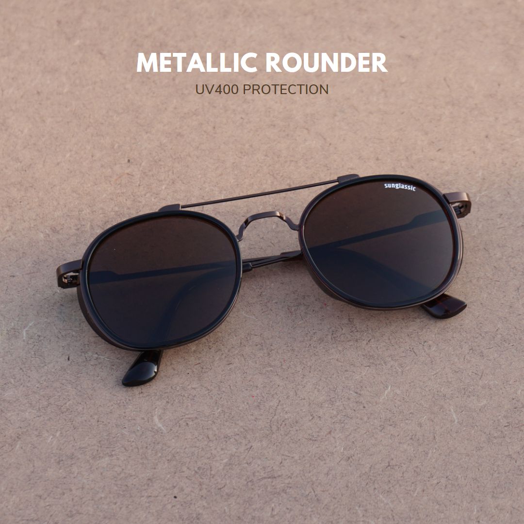 Full Brown SG4612 Metal Frame Round Sunglasses