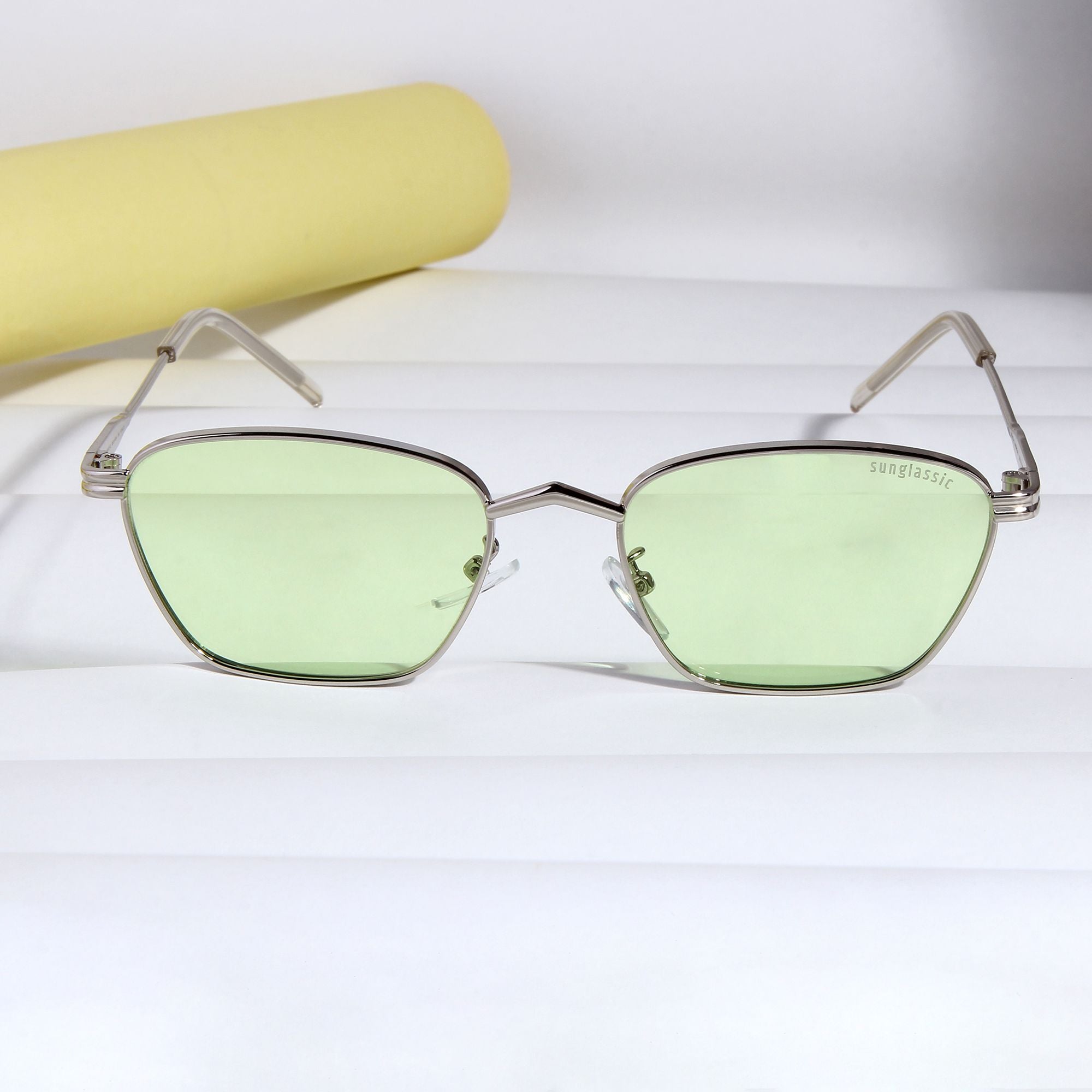 Andreas Silver Neon Edition Trapezoid Sunglasses