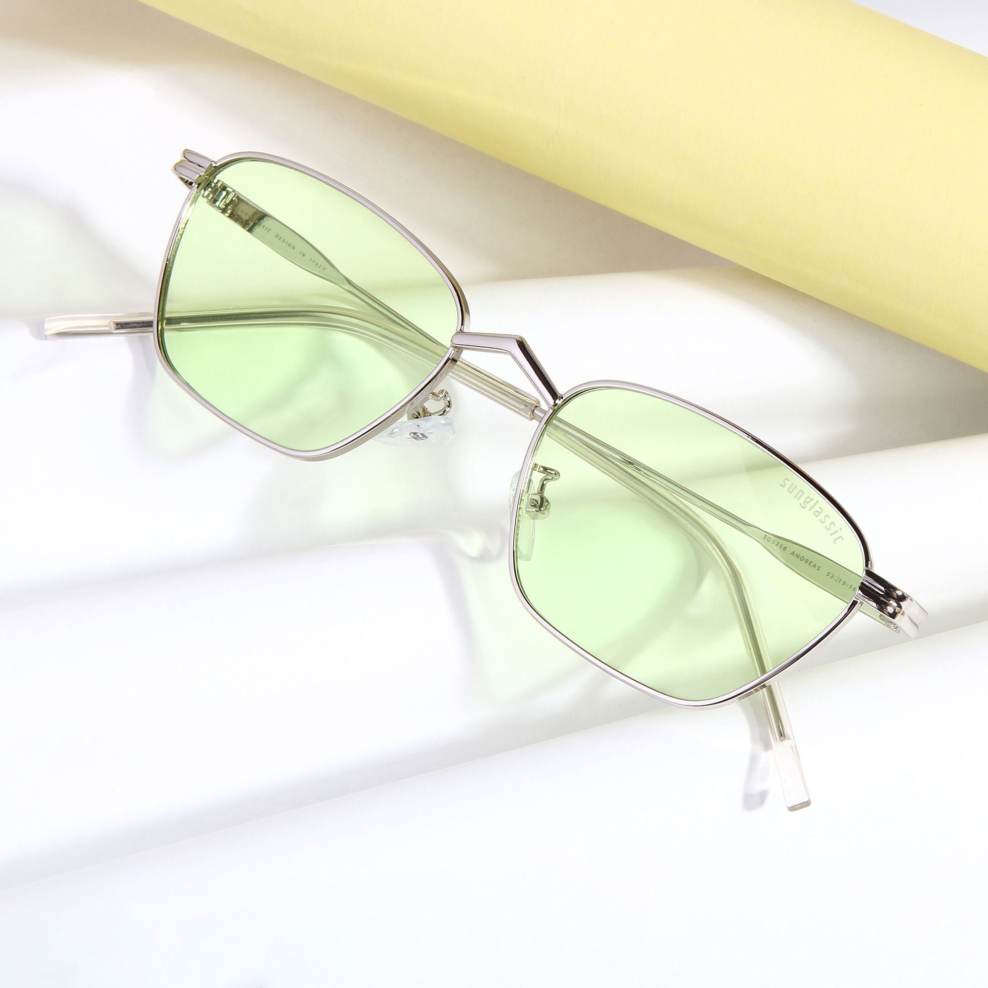 Andreas Silver Neon Edition Trapezoid Sunglasses