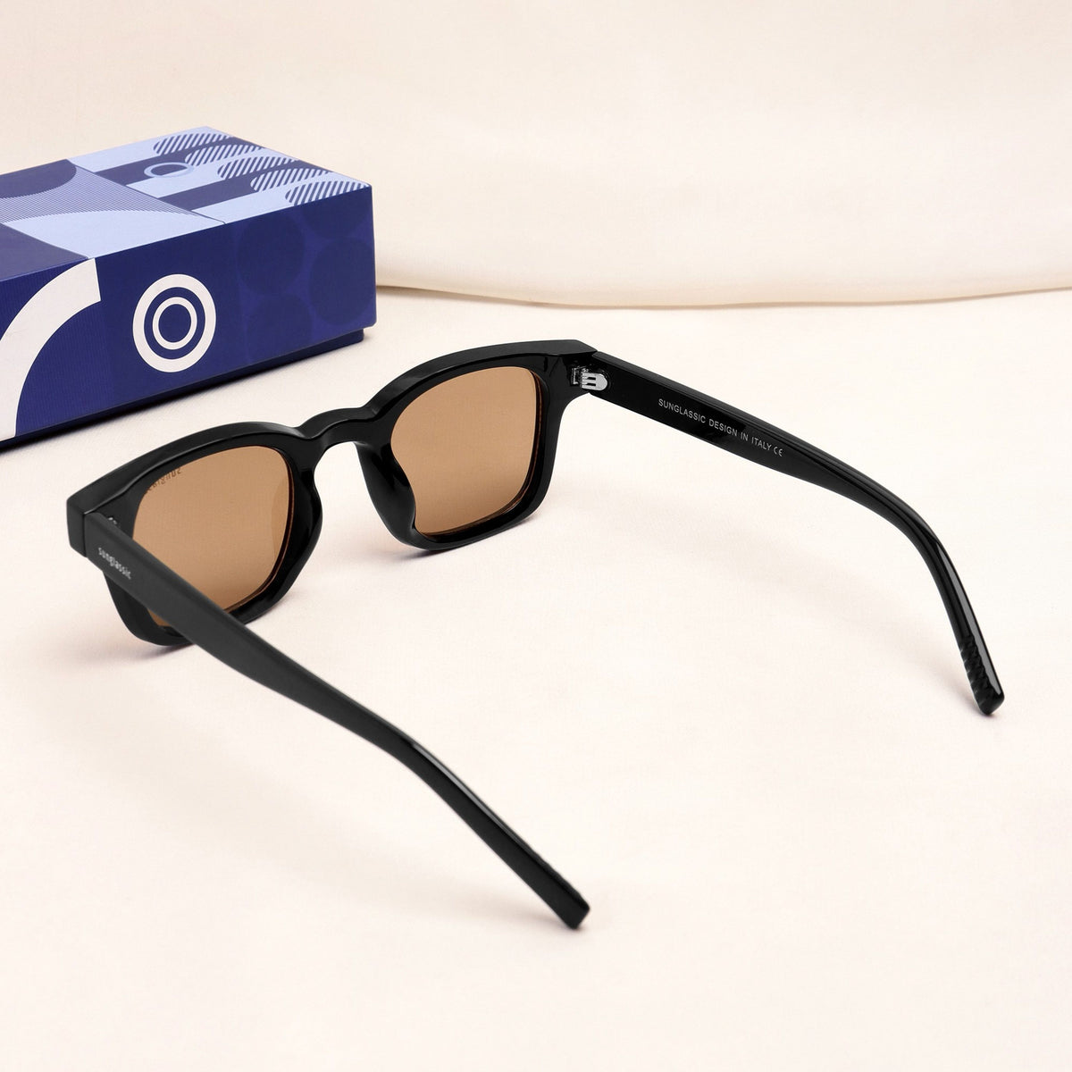 Ares Black Brown Square Sunglasses