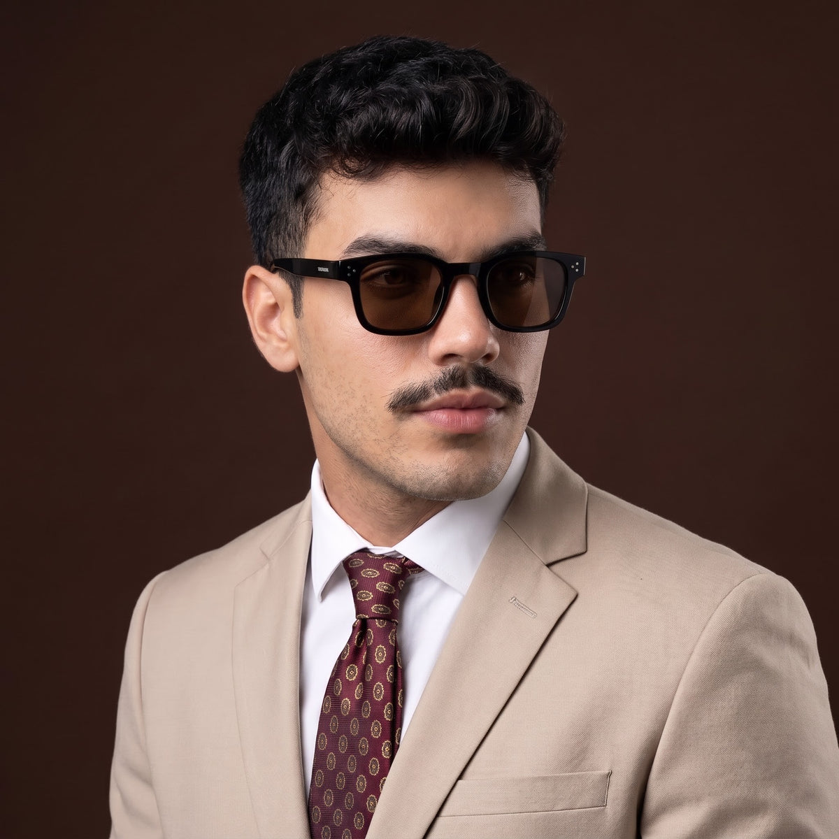 Ares Black Brown Square Sunglasses