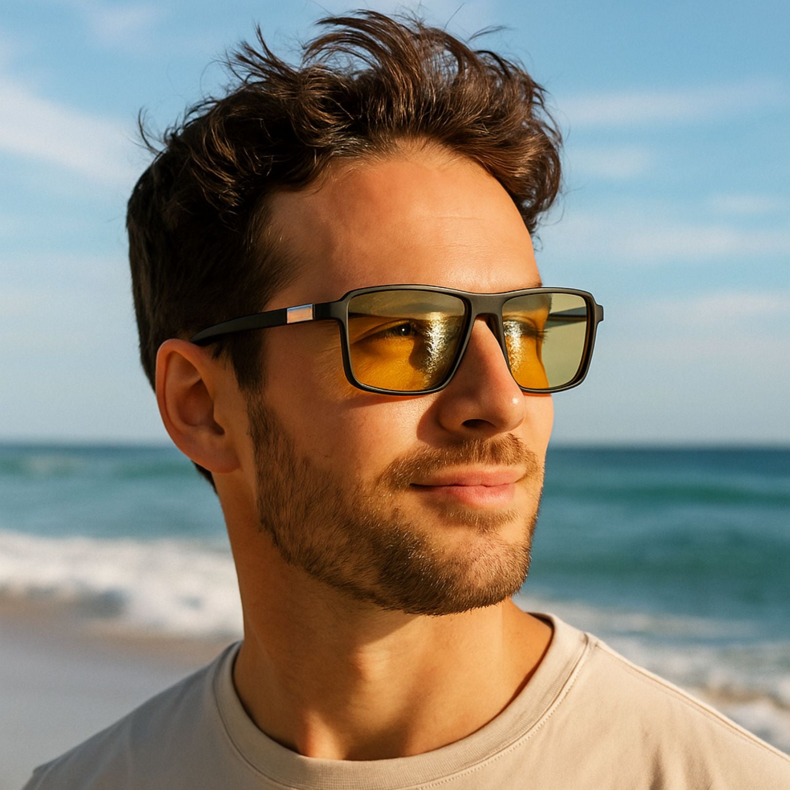 Moomin. Yellow Polarized Rectangle Sunglasses