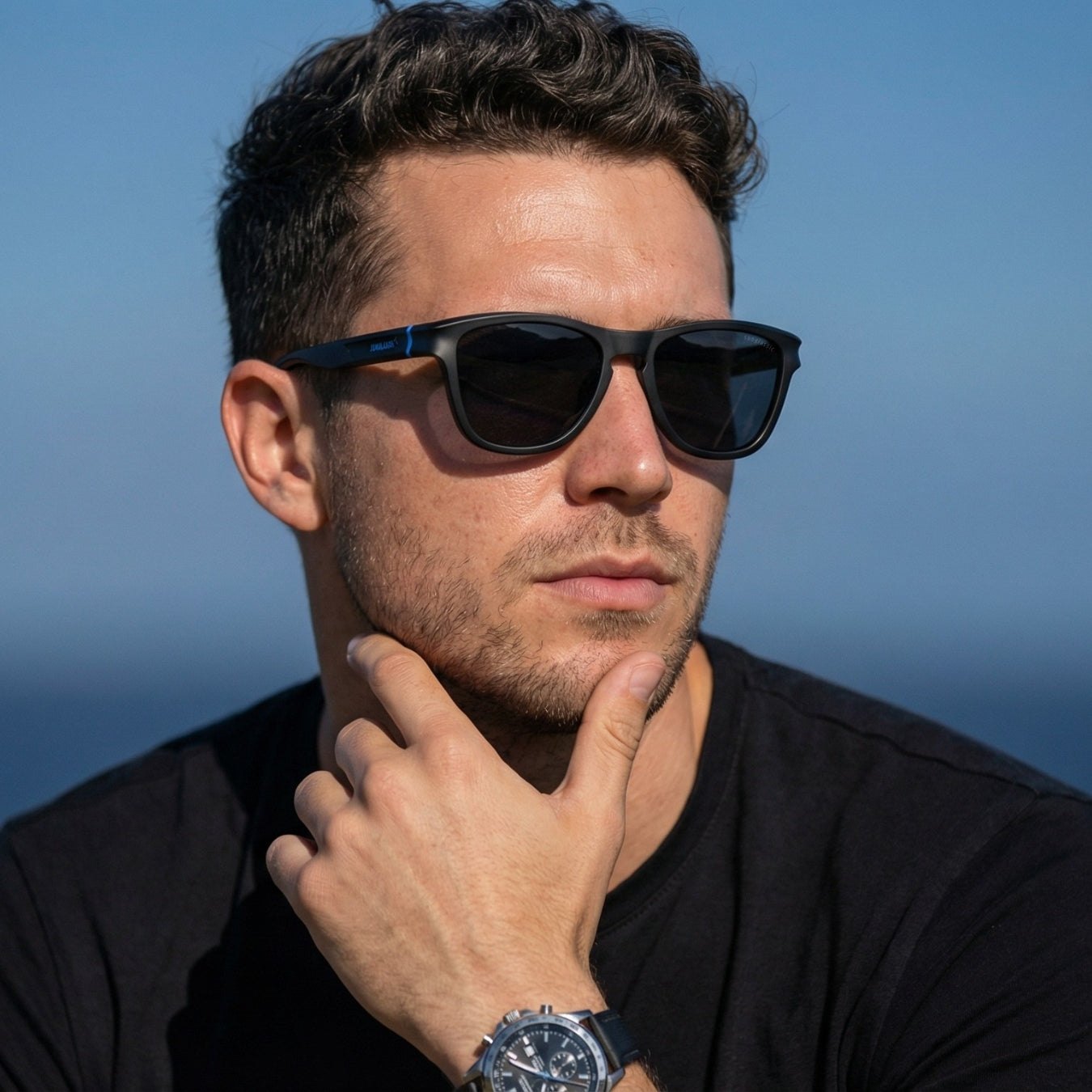 Breeze Full Black Polarized Round TR90 Sunglasses