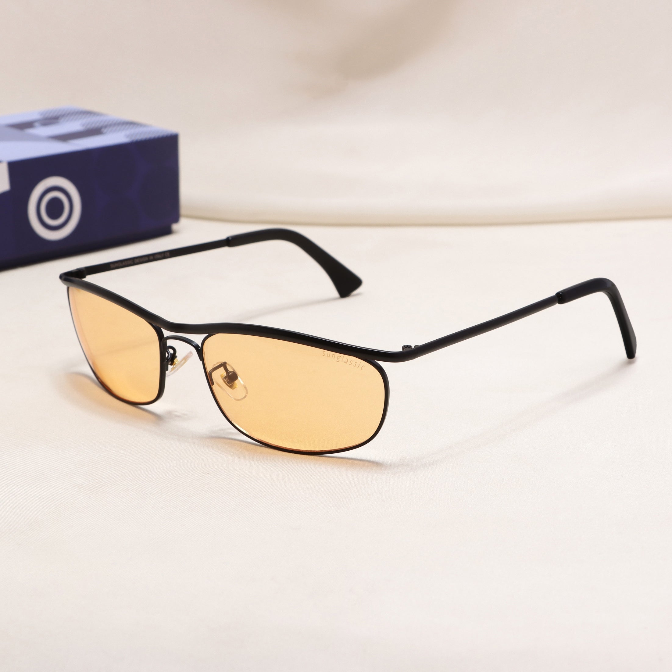 Champion Black Orange Rectangle Sunglasses for Men | UV400