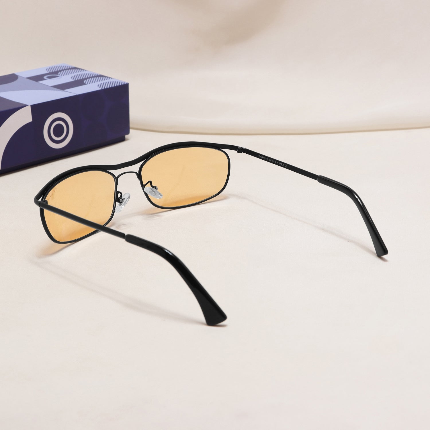 Champion Black Orange Rectangle Sunglasses for Men | UV400