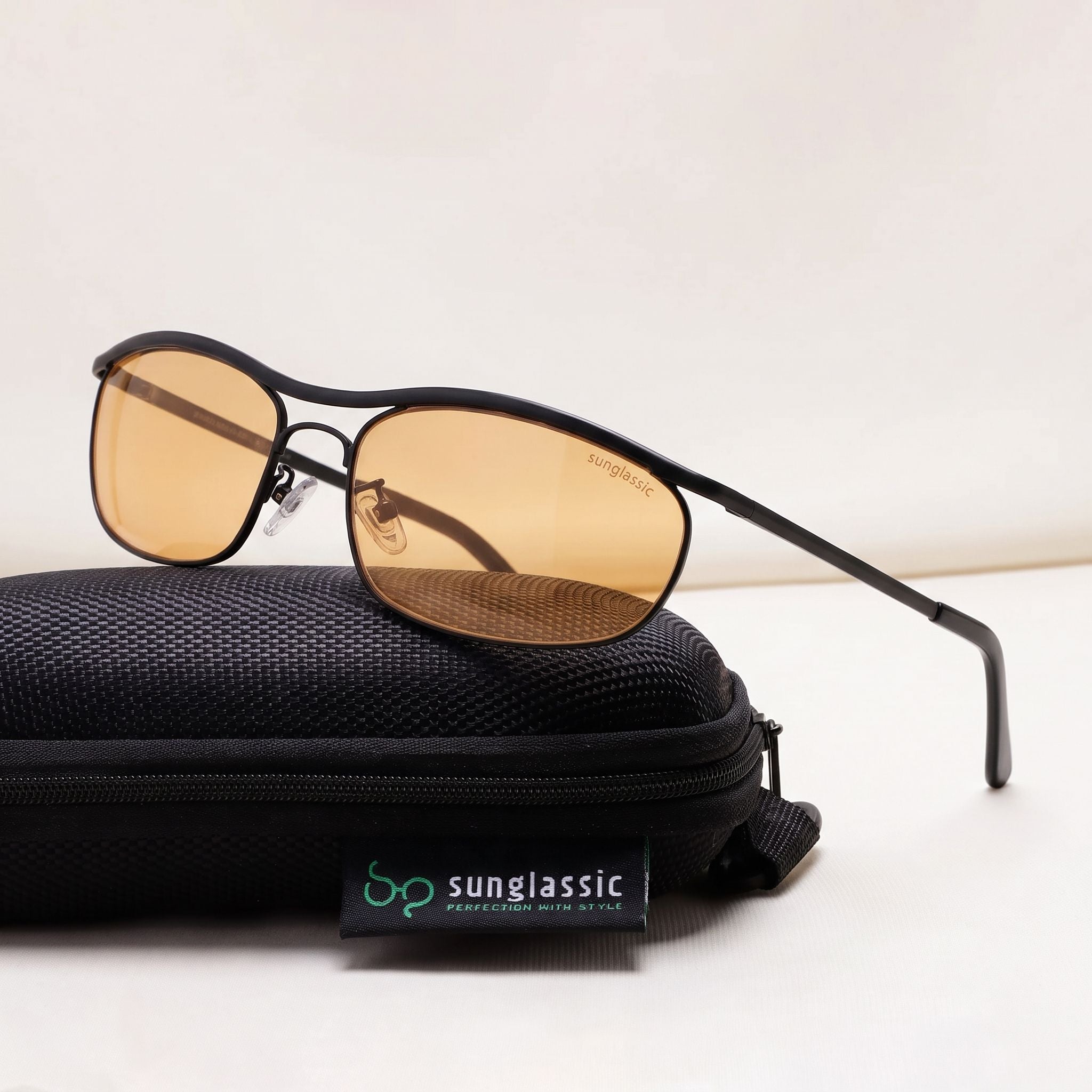 Champion Black Orange Rectangle Sunglasses for Men | UV400