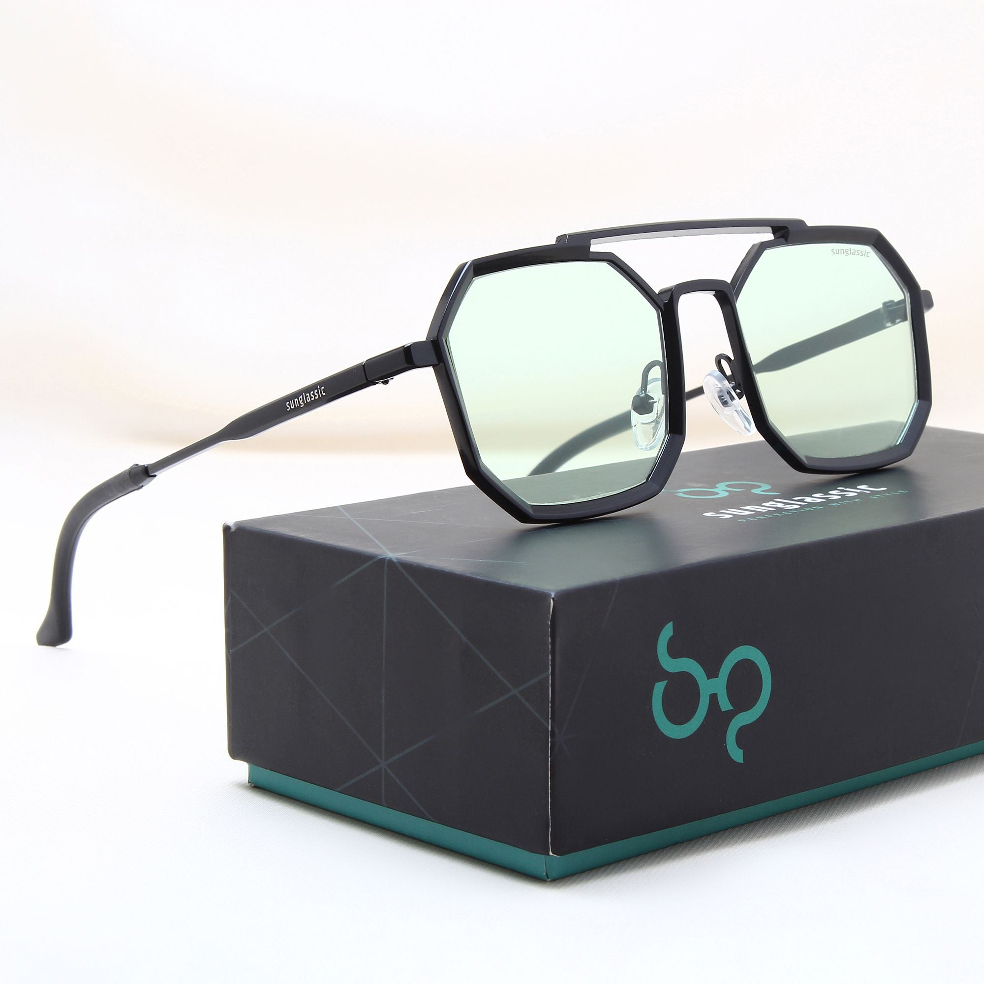 Commando Black Green Edition Octagon Sunglasses