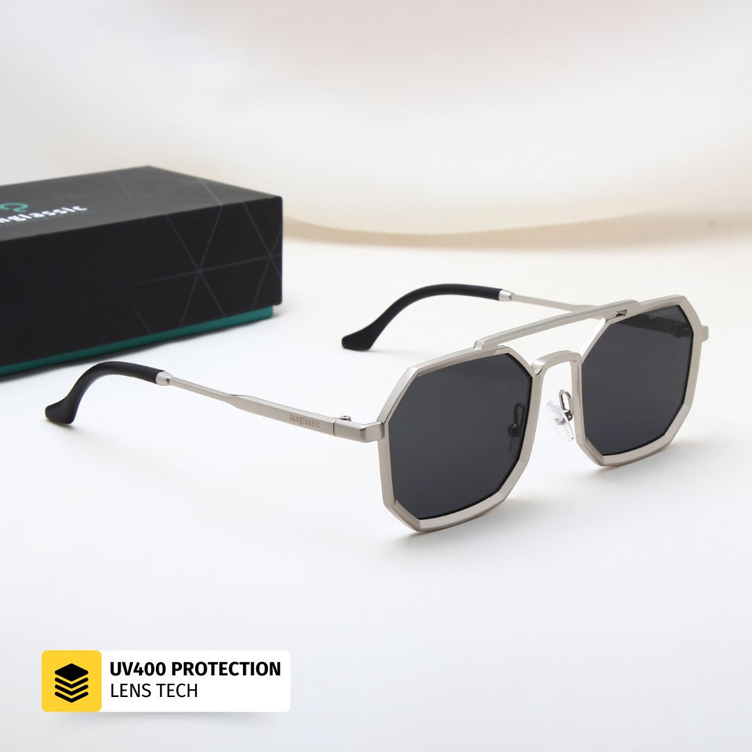 Commando Silver Black Edition Octagon Sunglasses