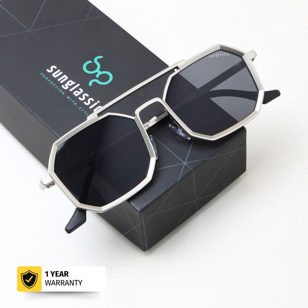 Commando Silver Black Edition Octagon Sunglasses