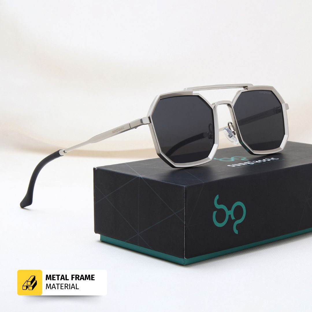 Commando Silver Black Edition Octagon Sunglasses
