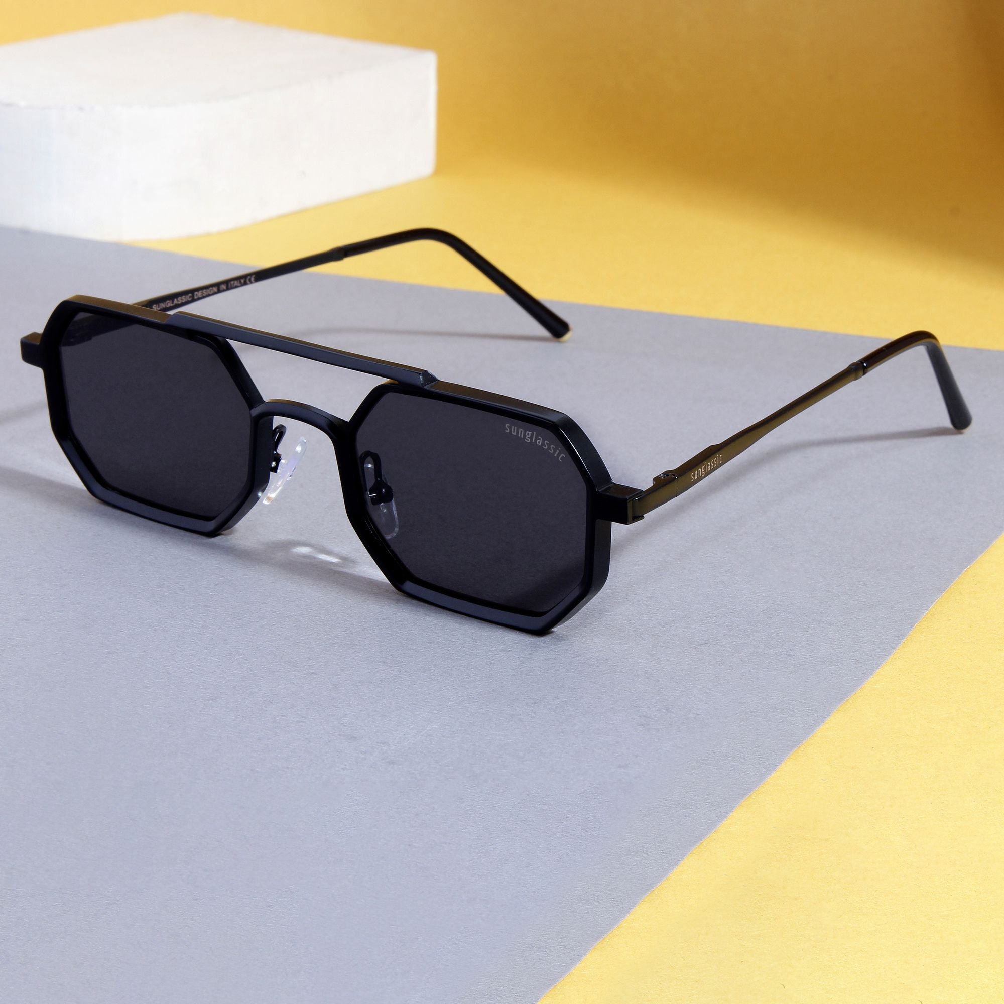 Commando V1 Rectangle Full Black Sunglasses