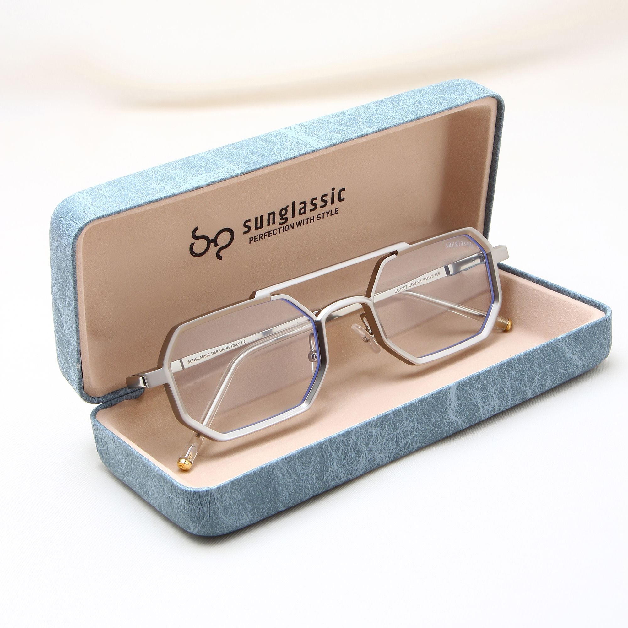 Commando V1 Rectangle Silver Clear Sunglasses