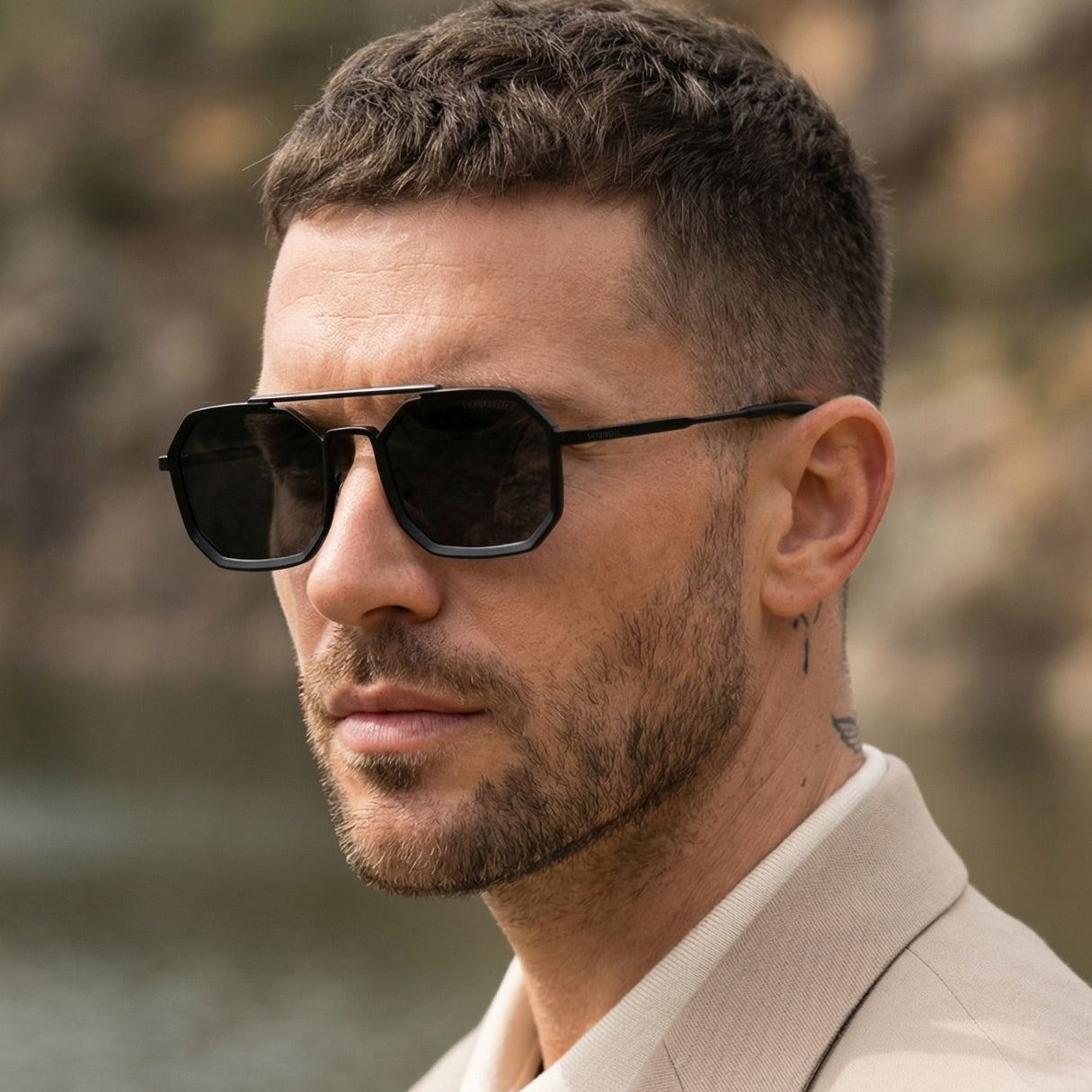 Commando Full Black Edition Octagon Sunglasses
