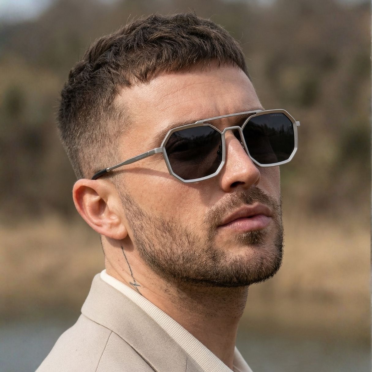 Commando Silver Black Edition Octagon Sunglasses