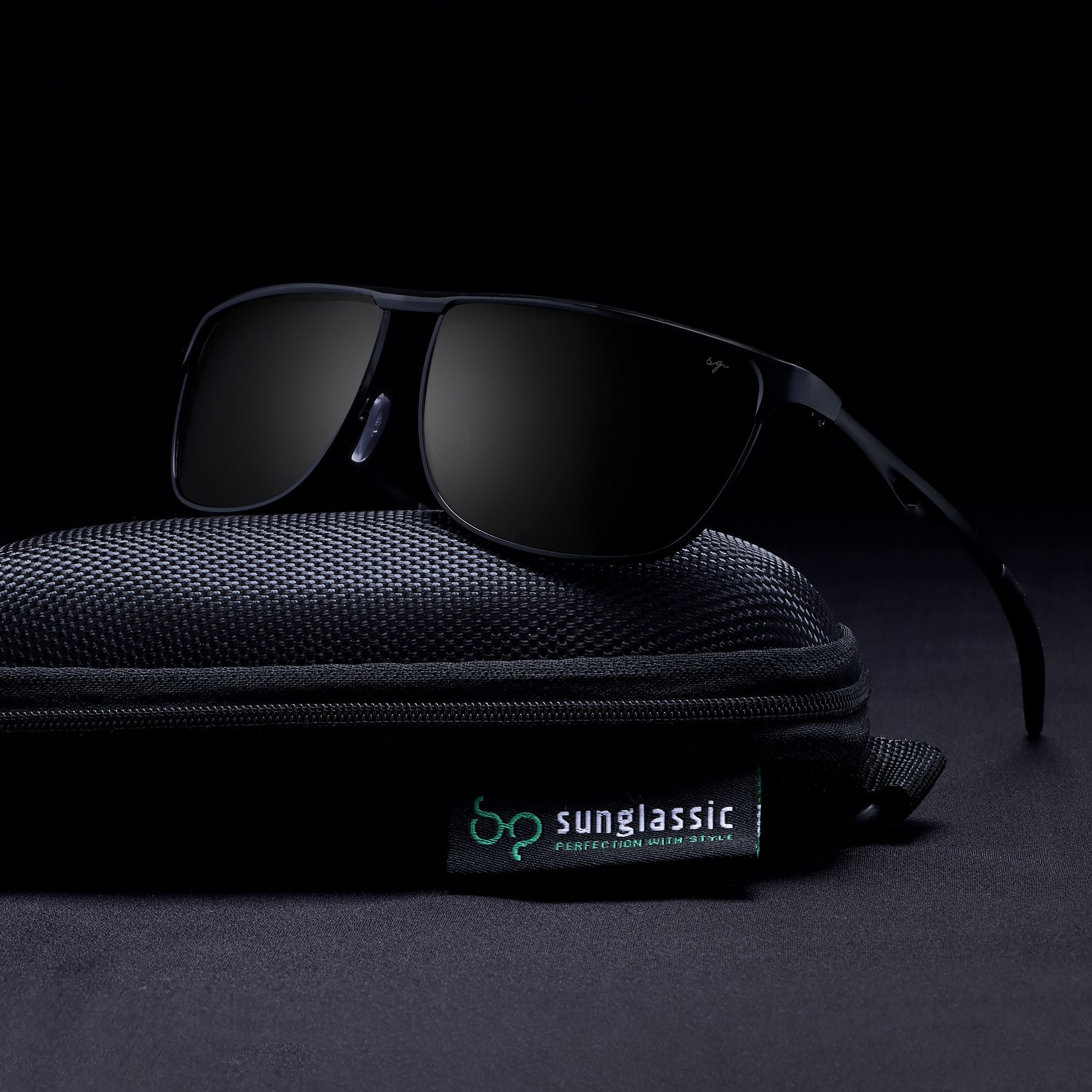 Drifter Black Polarized Rectangle Sunglasses