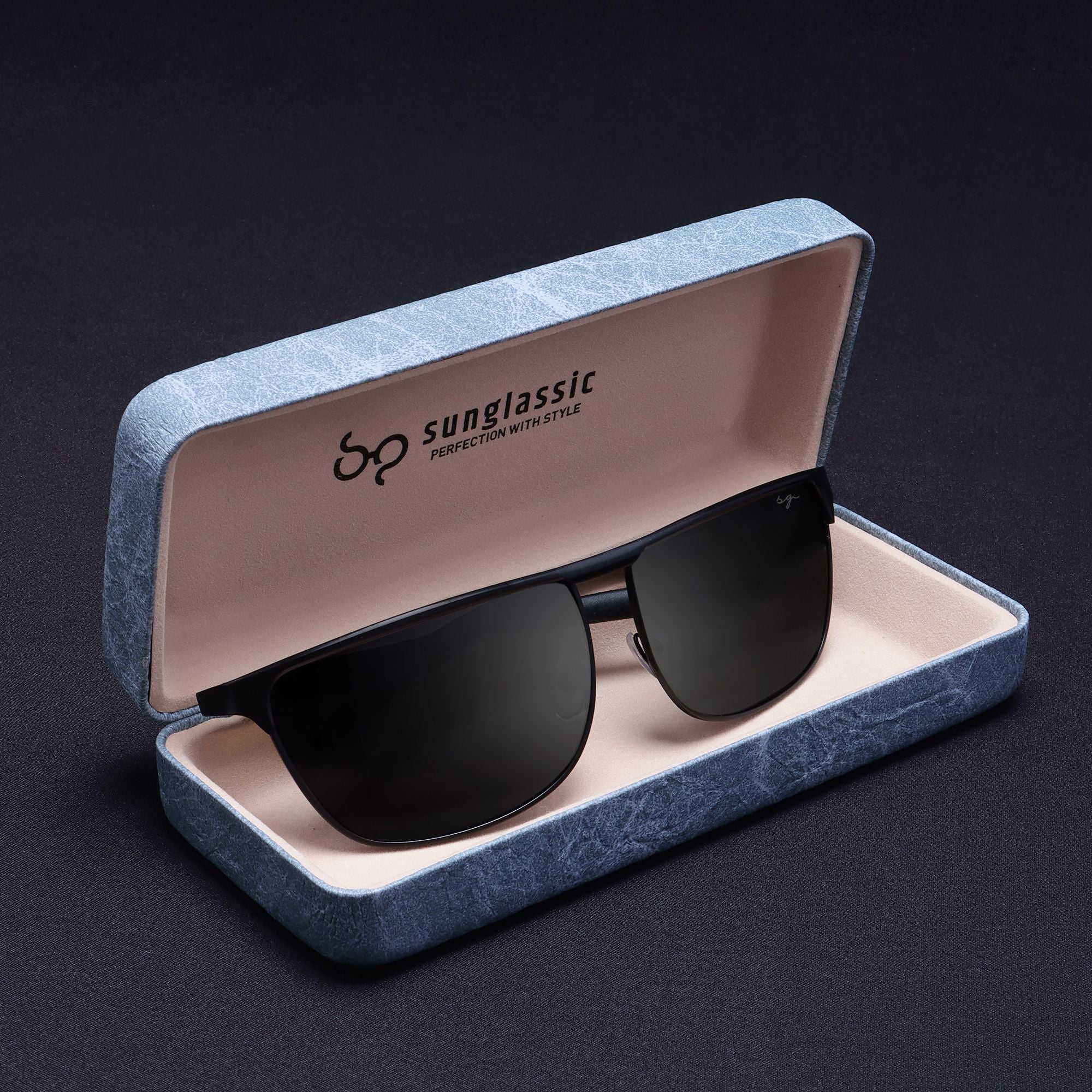 Drifter Black Polarized Rectangle Sunglasses