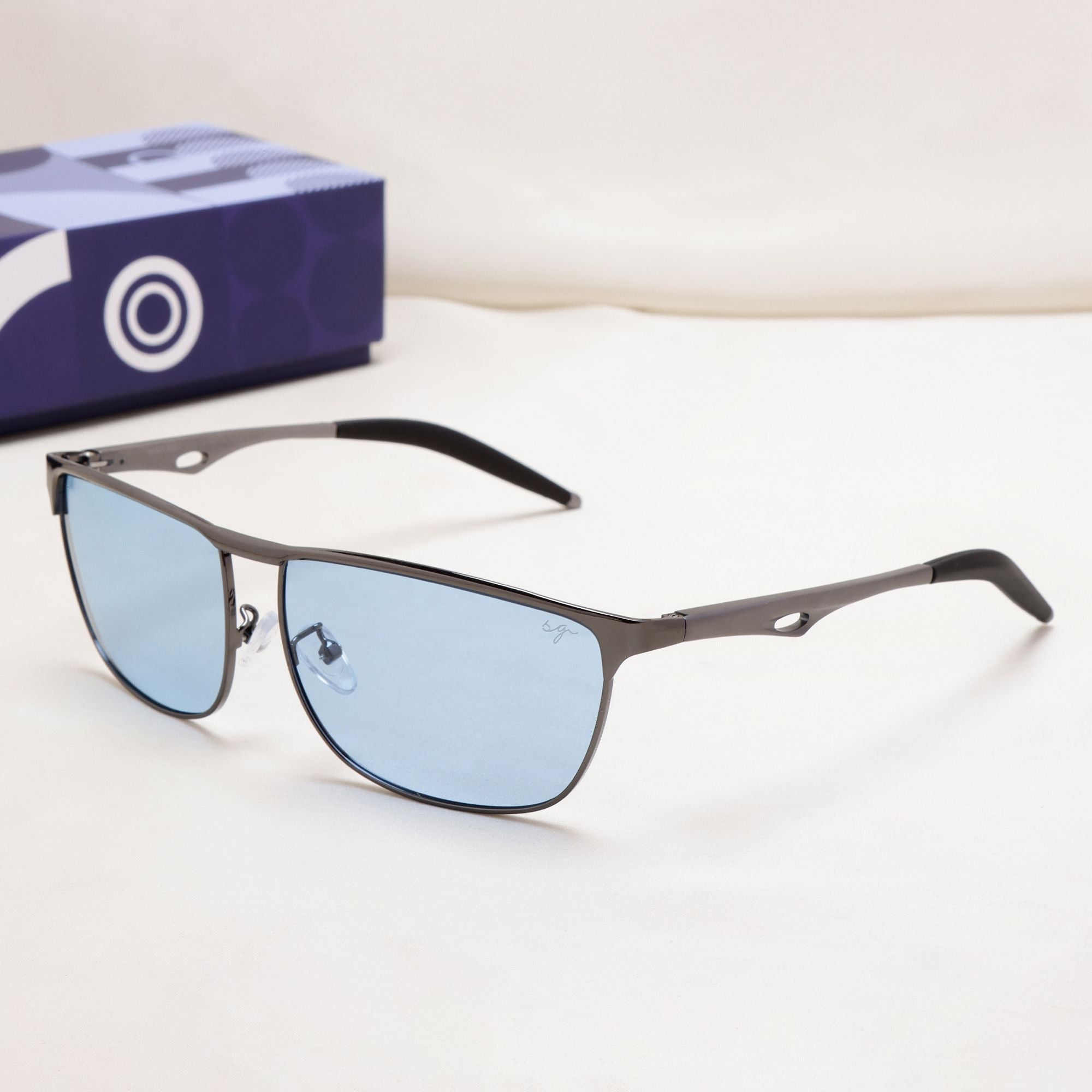 Drifter Grey Blue Polarized Rectangle Sunglasses