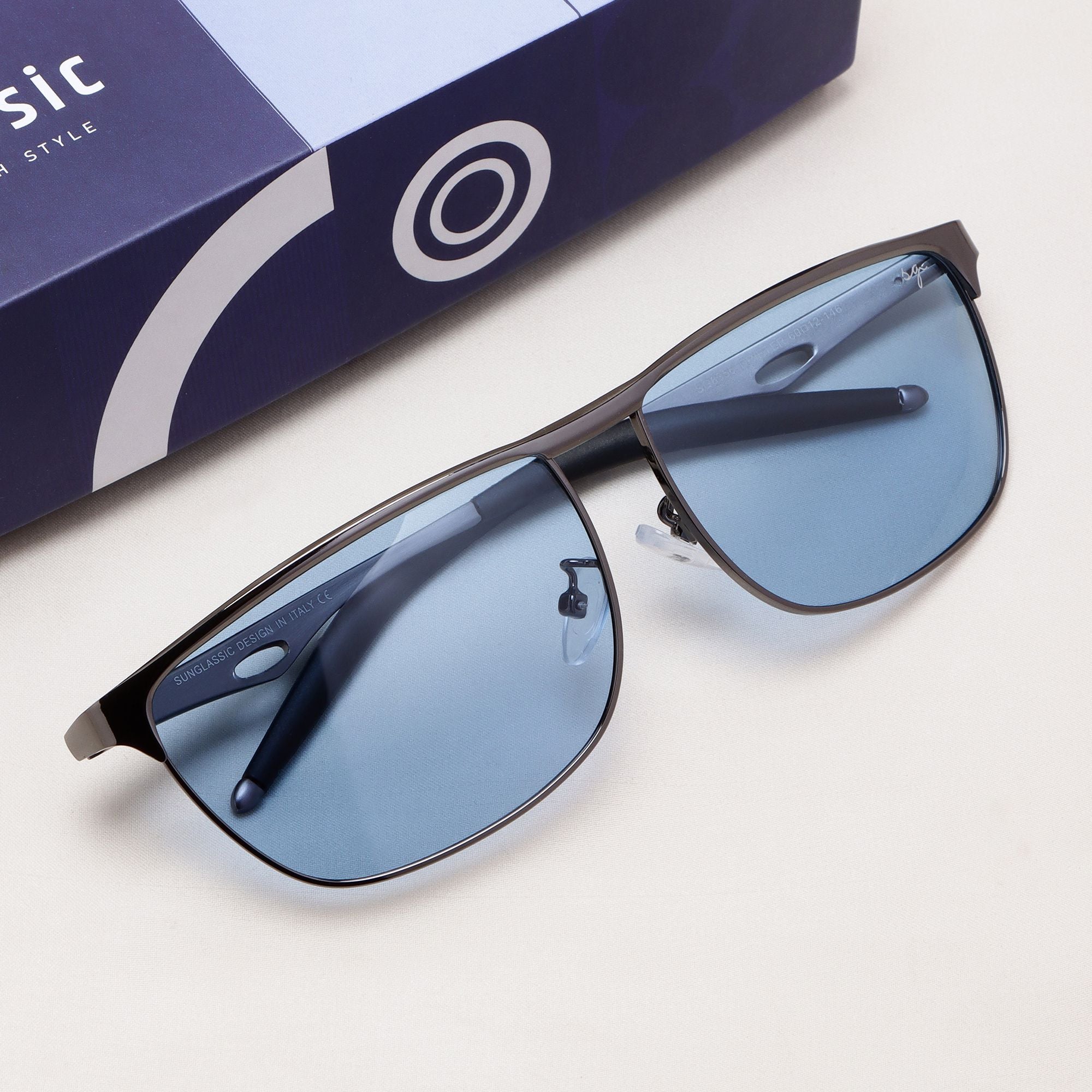 Drifter Grey Blue Polarized Rectangle Sunglasses