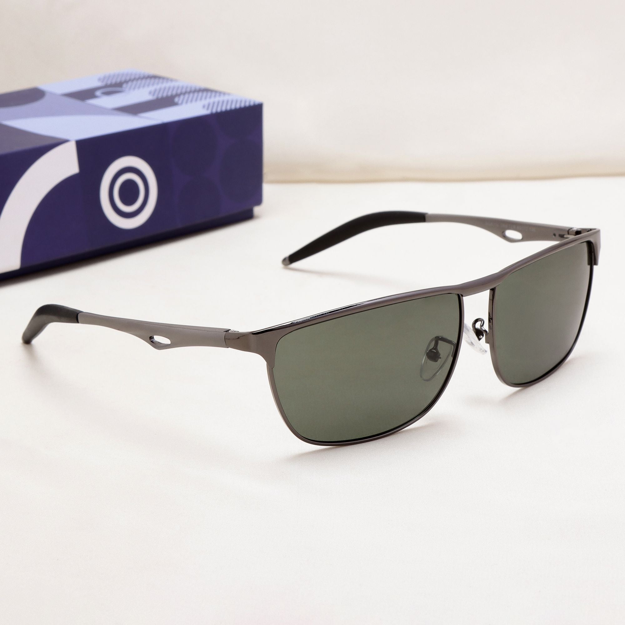 Drifter Grey Green Polarized Rectangle Sunglasses