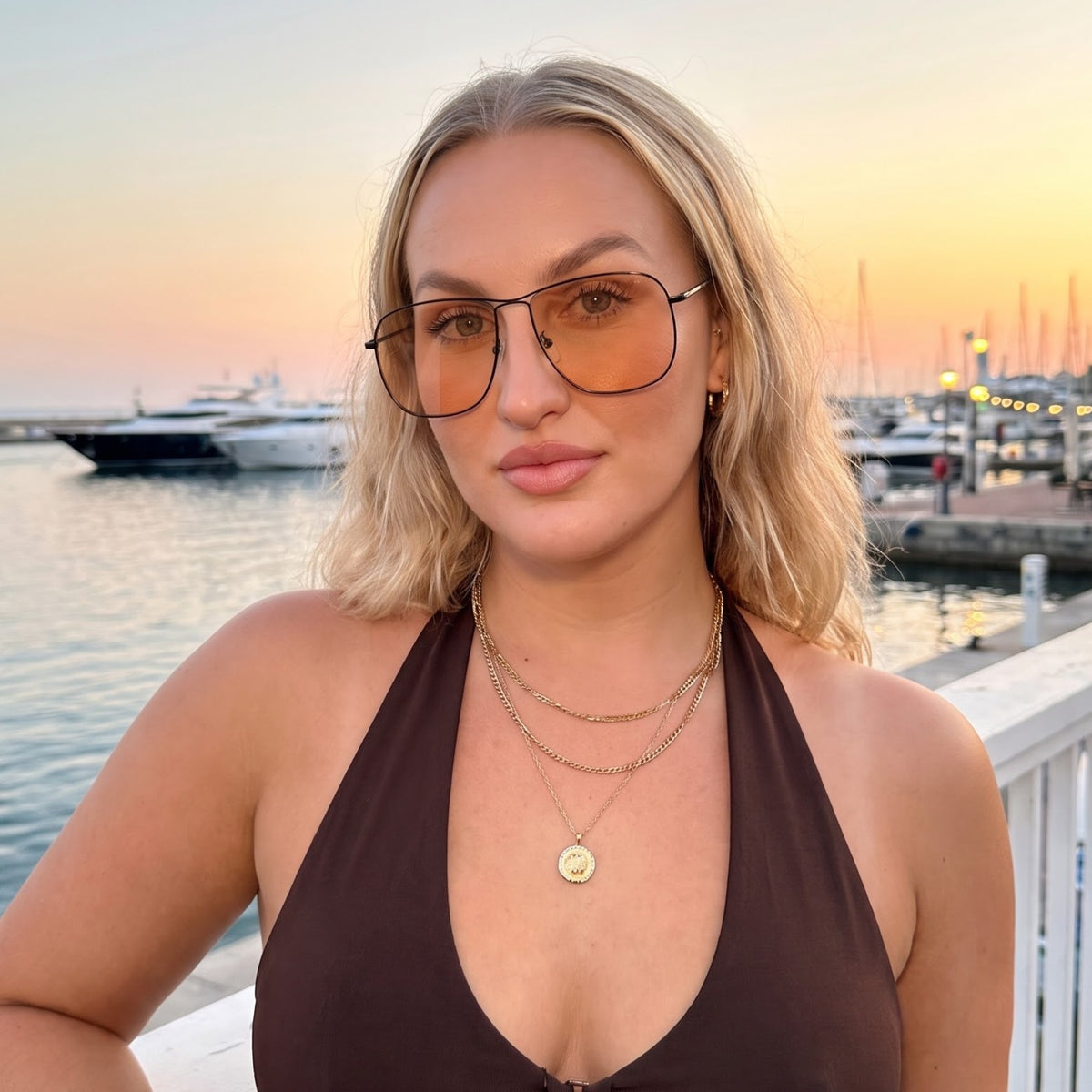 The Godfather Black Orange Candy Square Sunglasses