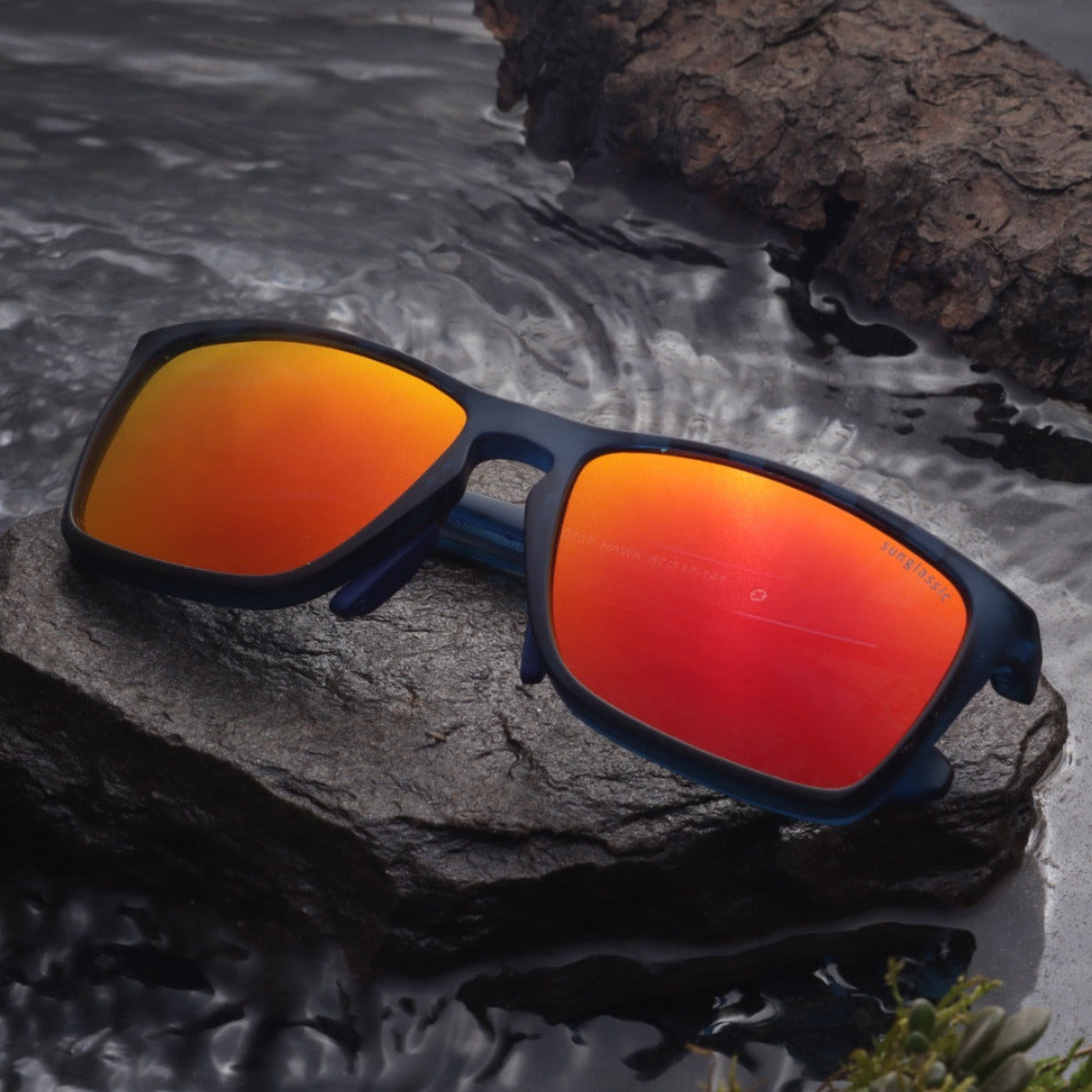 Hawk Blue Orange Mercury Polarized Rectangle TR90 Sunglasses