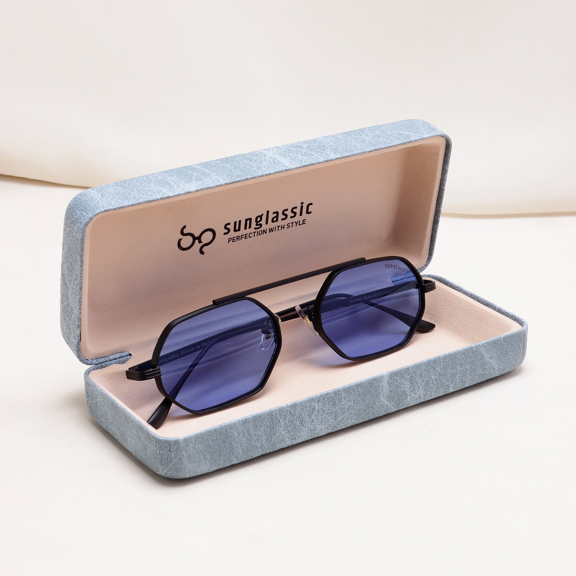 Hexa Black Blue Hexagon Sunglasses