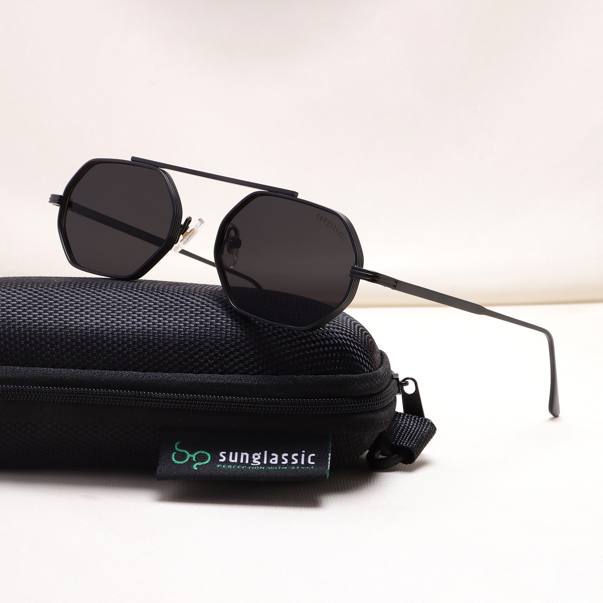 Hexa Full Black Hexagon Sunglasses