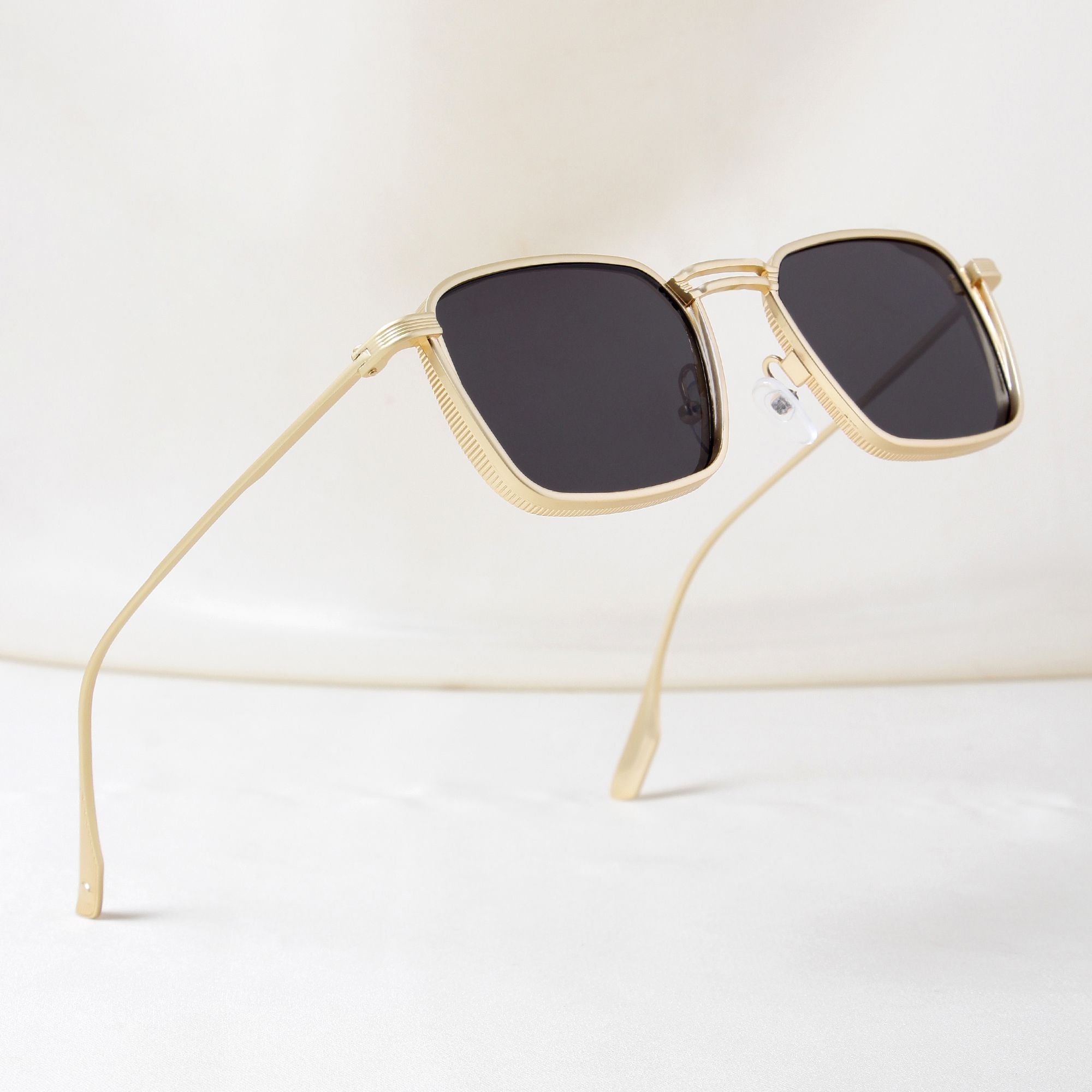 Francis Gold Black Rectangle Sunglasses