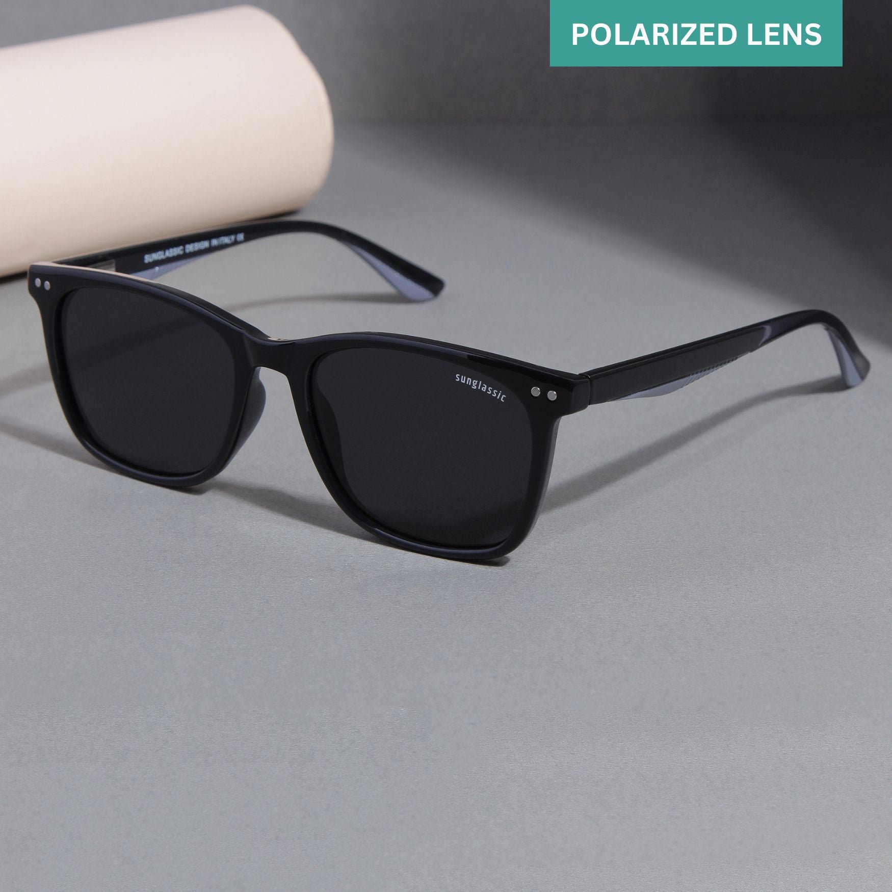 Marlton. Black Polarized TR90 Square Sunglasses