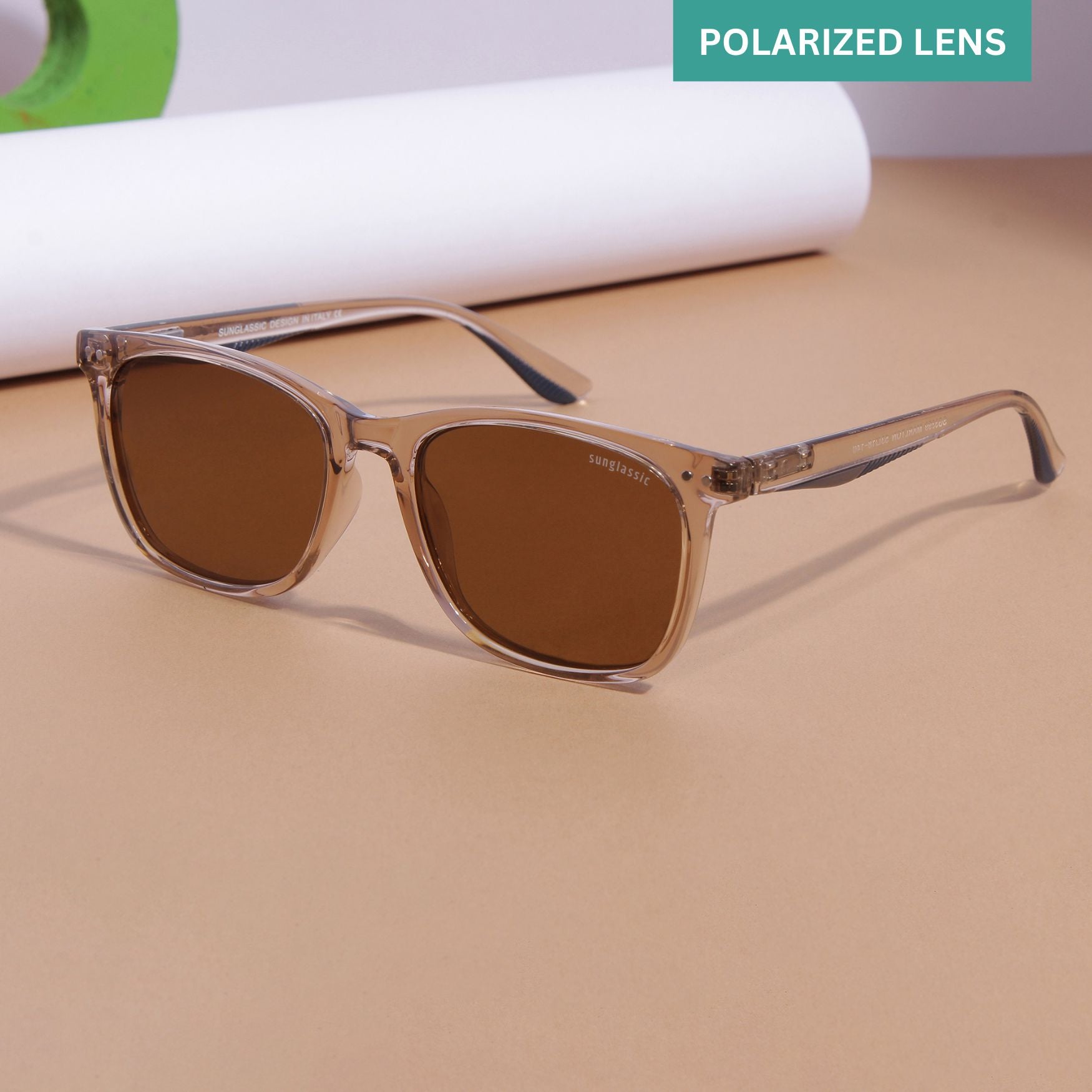 Brown Polarized TR90 Square Sunglasses