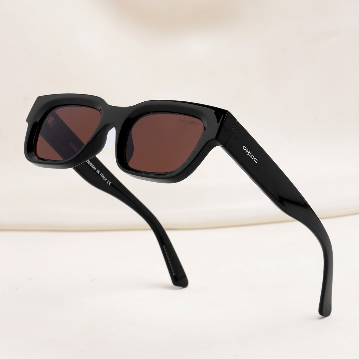 Milestone Black Brown Square Sunglasses