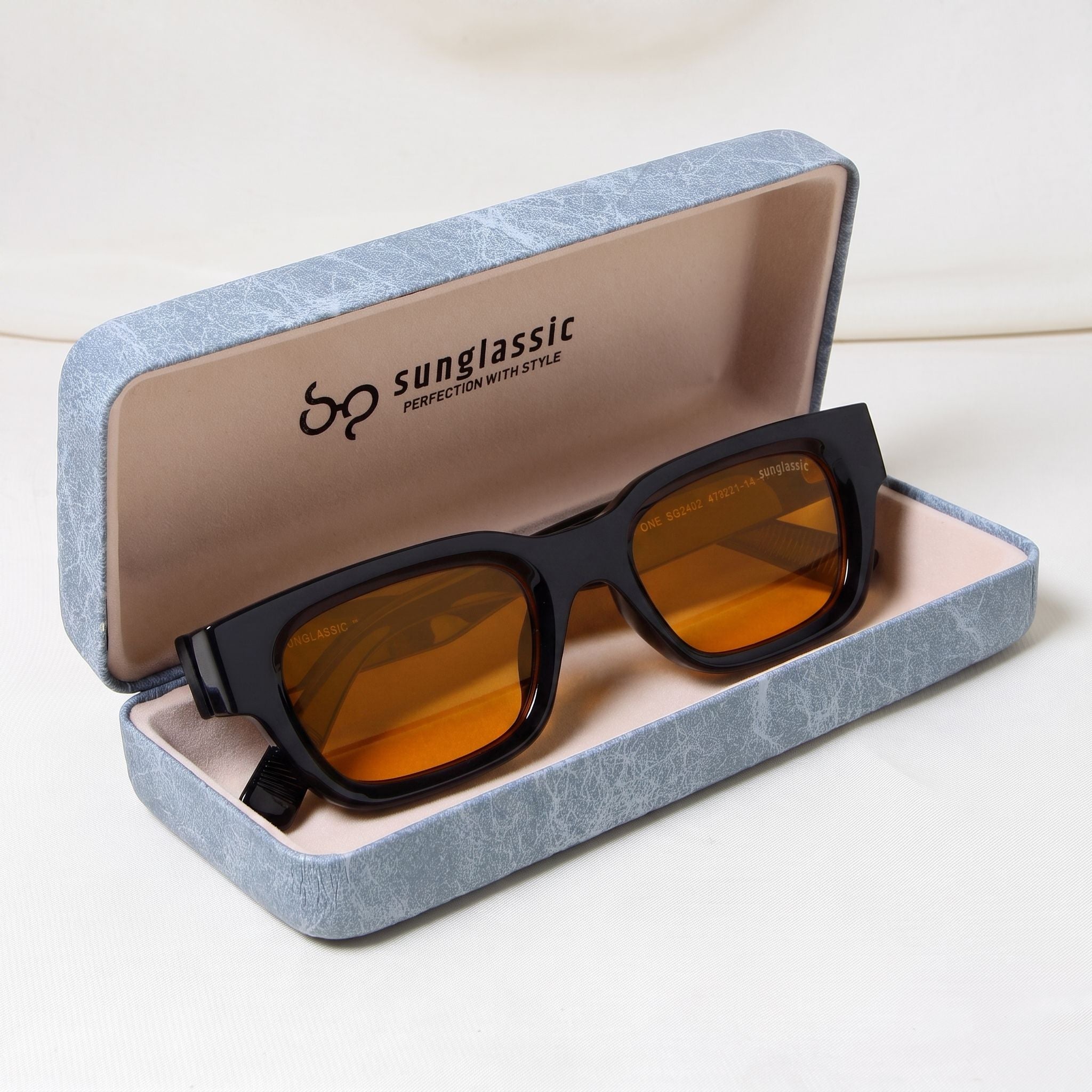 Milestone Black Orange Square Sunglasses