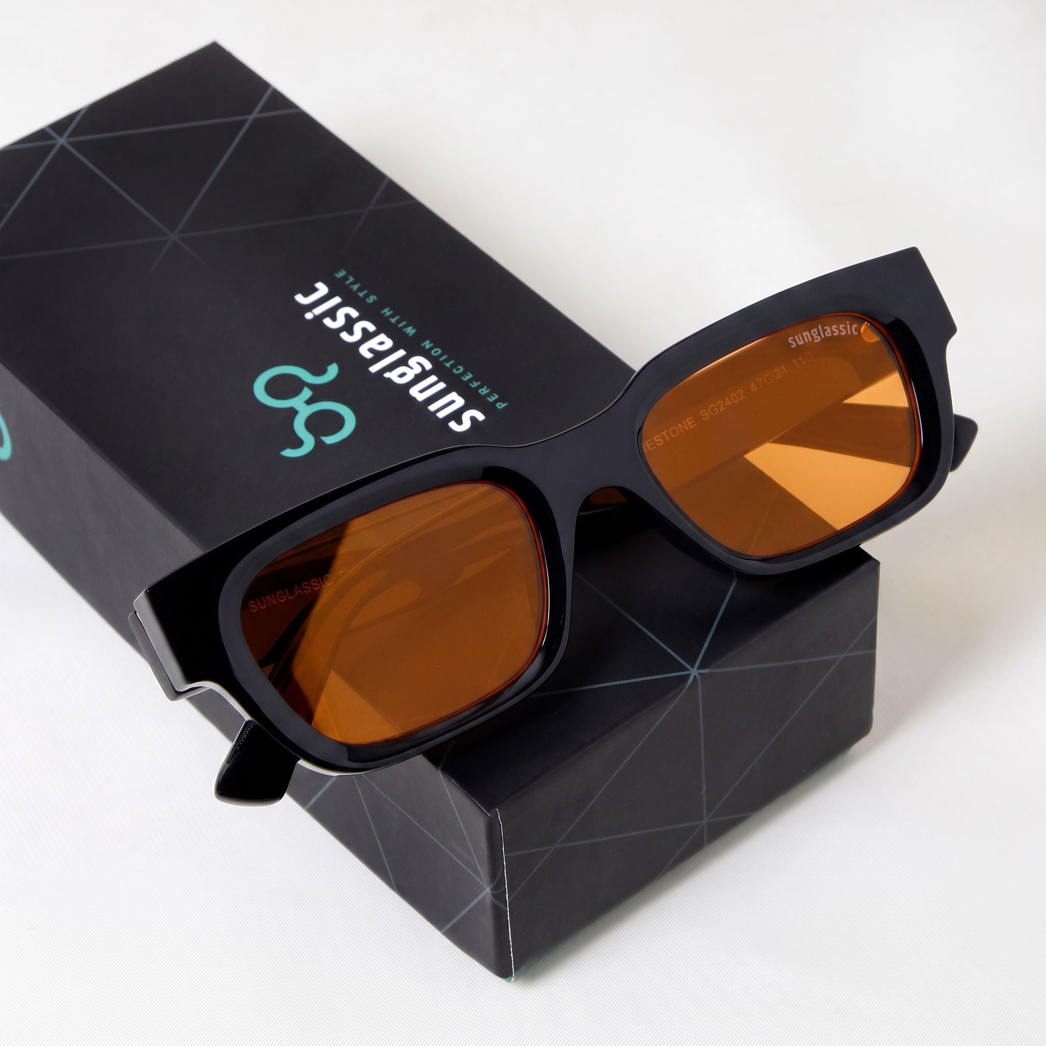 Milestone Black Orange Square Sunglasses