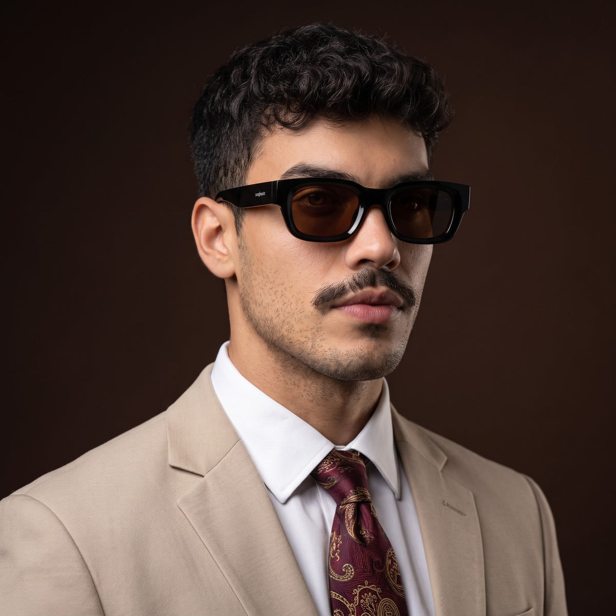 Milestone Black Brown Square Sunglasses