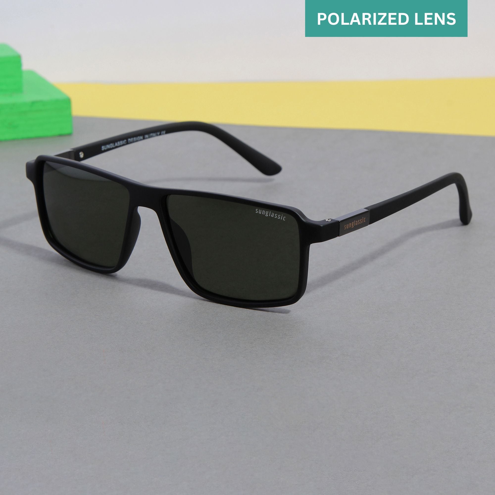 Moomin. Green Polarized Rectangle Sunglasses