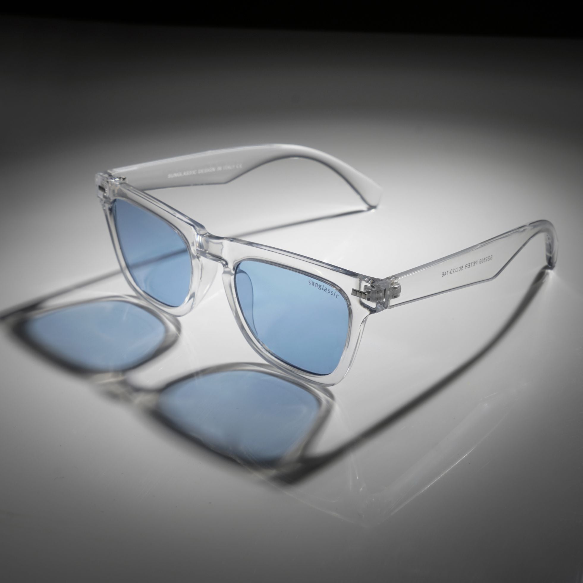 Designer See Through Fashion Glasses Peter Clear Blue Square