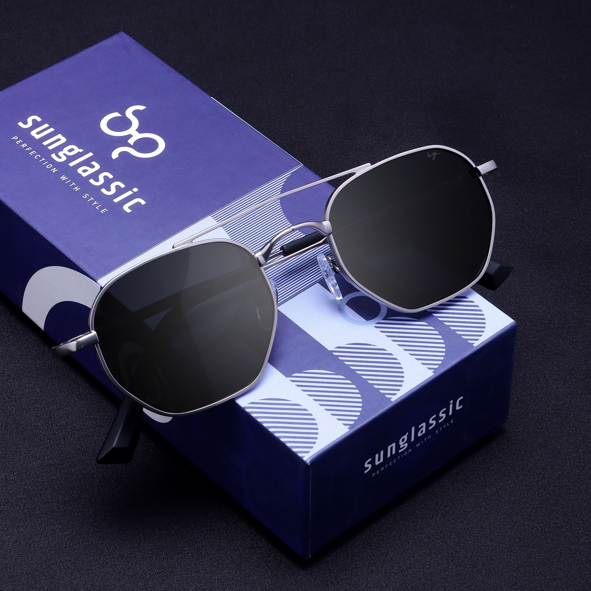 Phantom Gun Black Hexagon Sunglasses