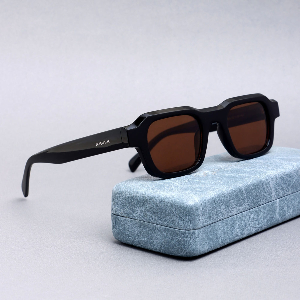 Walter Black Brown Square Sunglasses