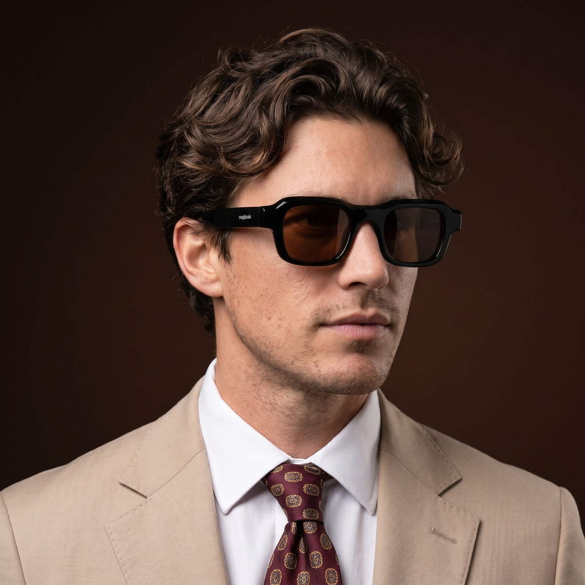 Walter Black Brown Square Sunglasses
