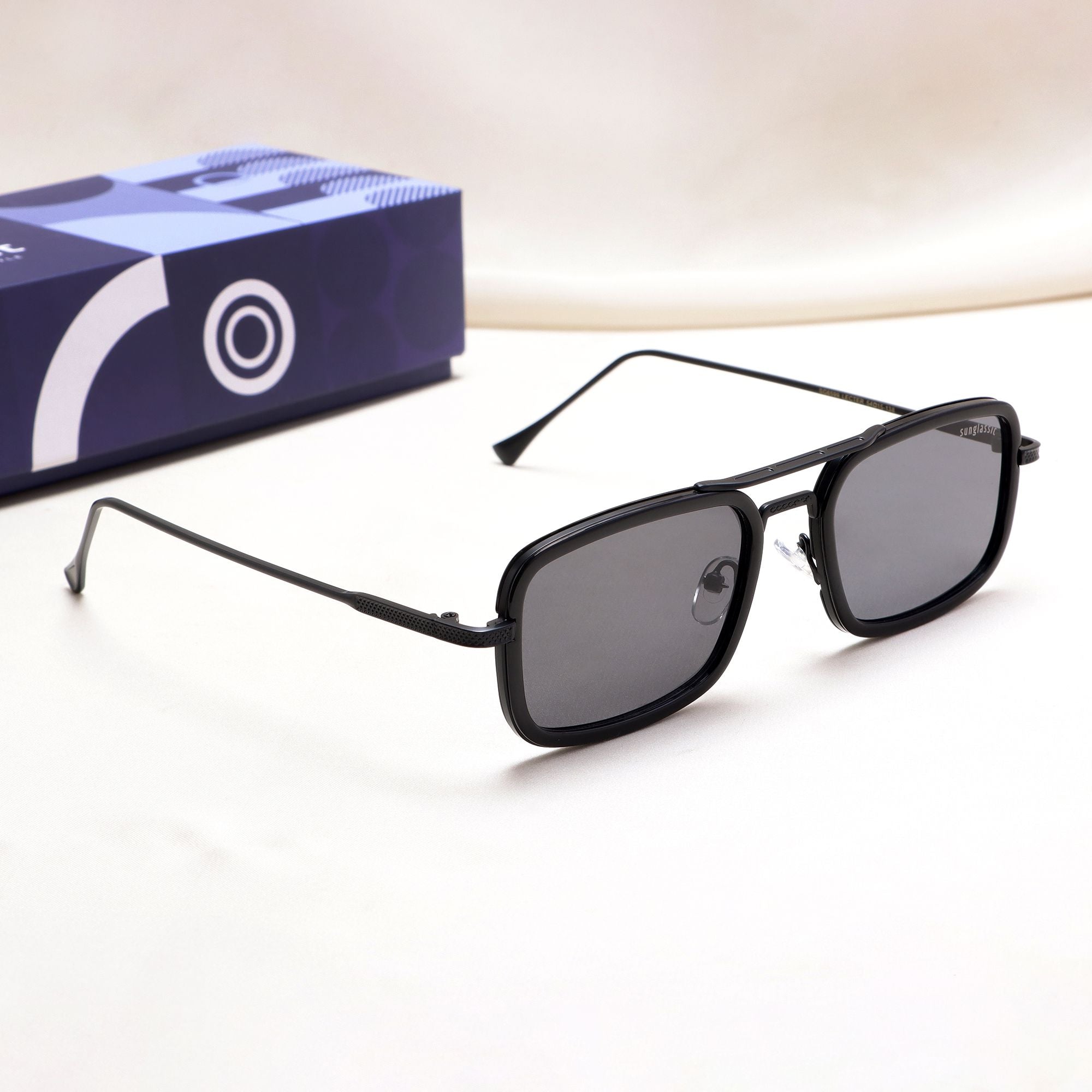 Lecter – Full Black Rectangle Sunglasses | UV400 | Men & Women
