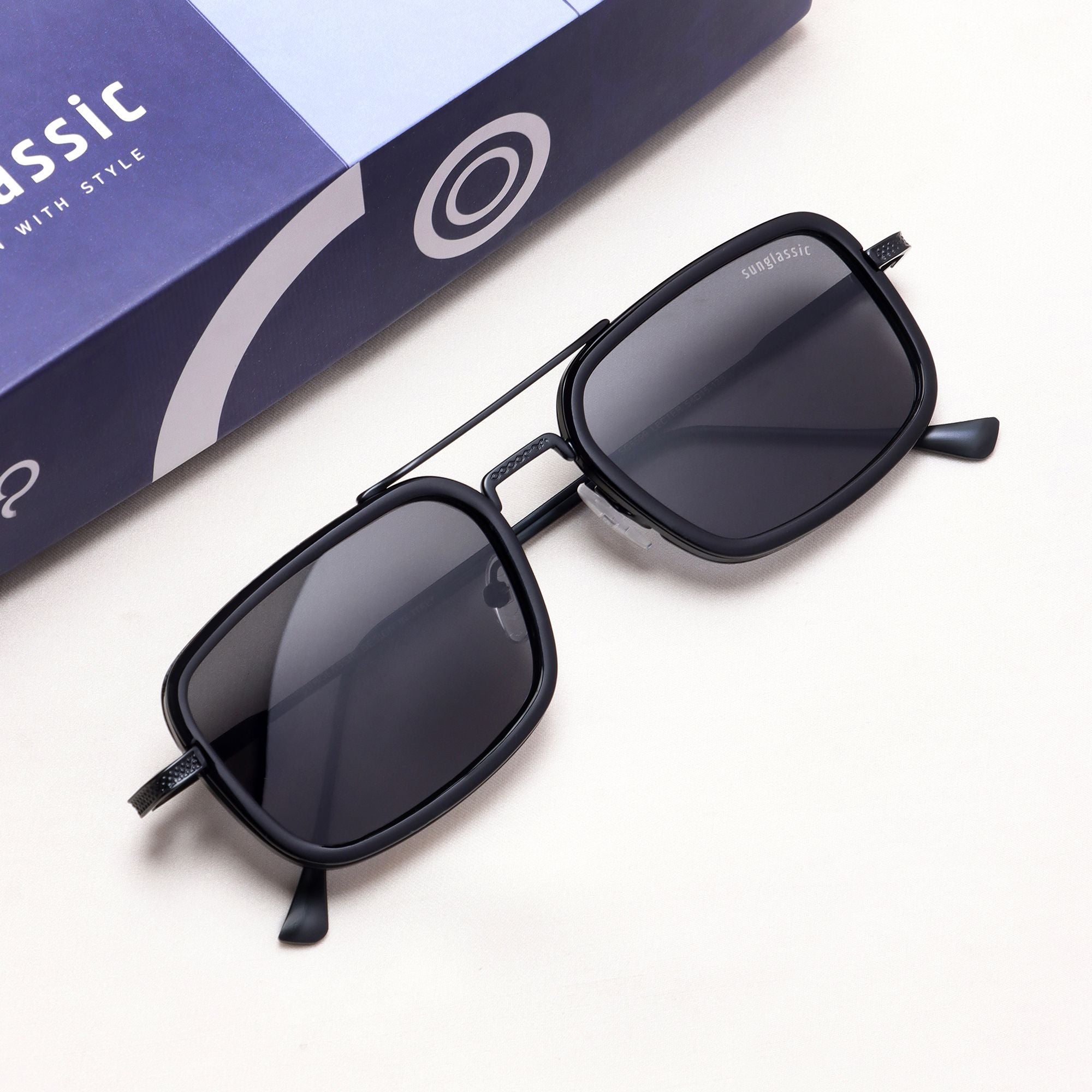 Lecter – Full Black Rectangle Sunglasses | UV400 | Men & Women