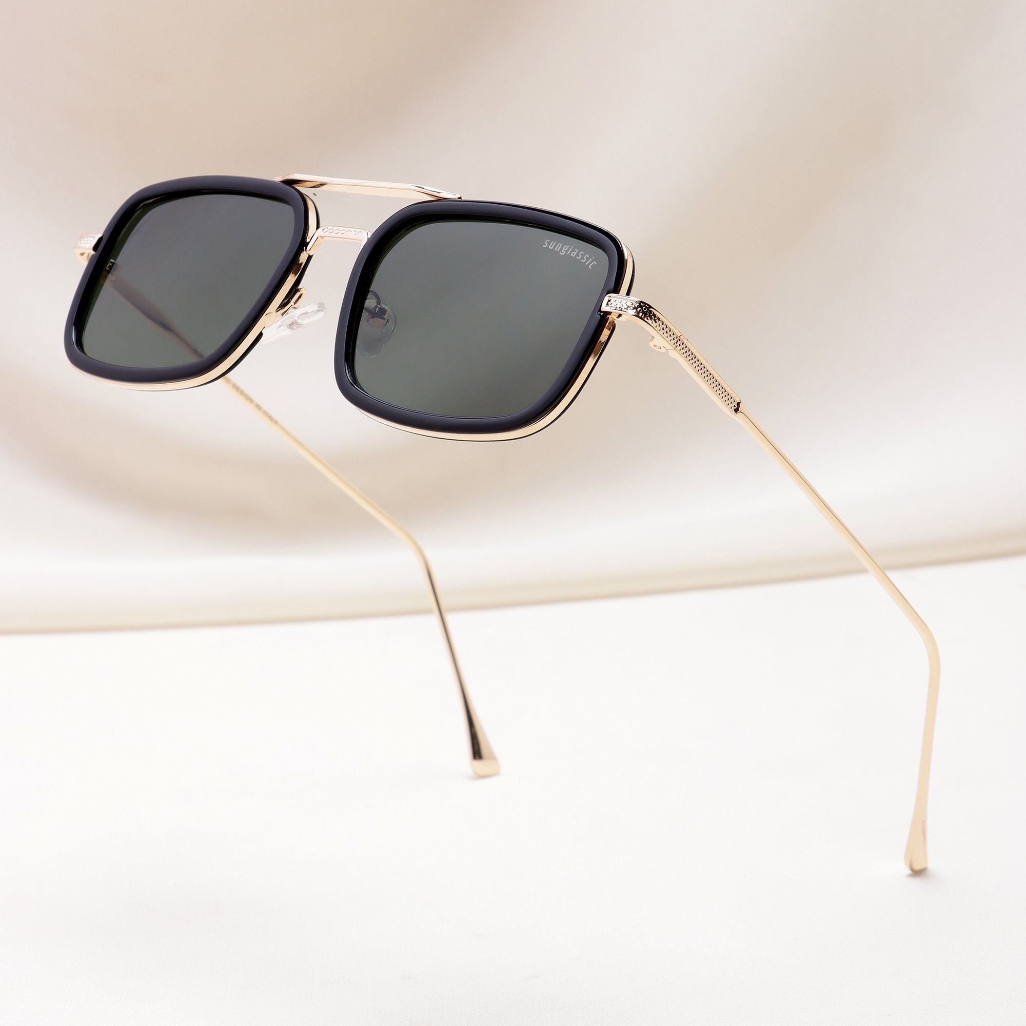 Lecter – Gold Green Rectangle Sunglasses | UV400 | Men & Women