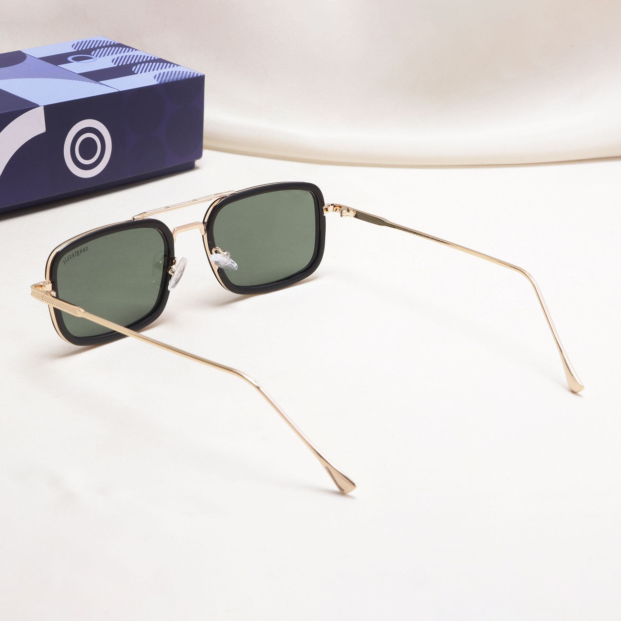 Lecter – Gold Green Rectangle Sunglasses | UV400 | Men & Women