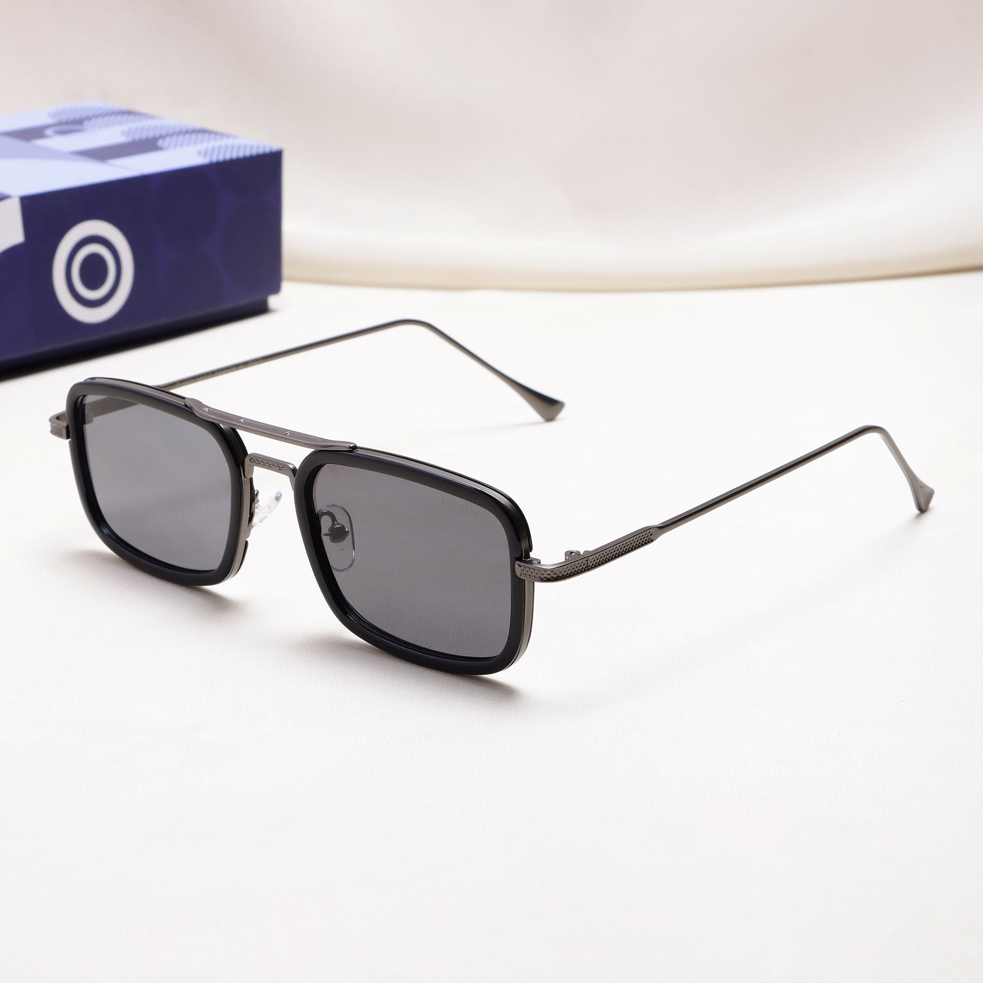 Lecter – Gun Black Rectangle Sunglasses | UV400 | Men & Women