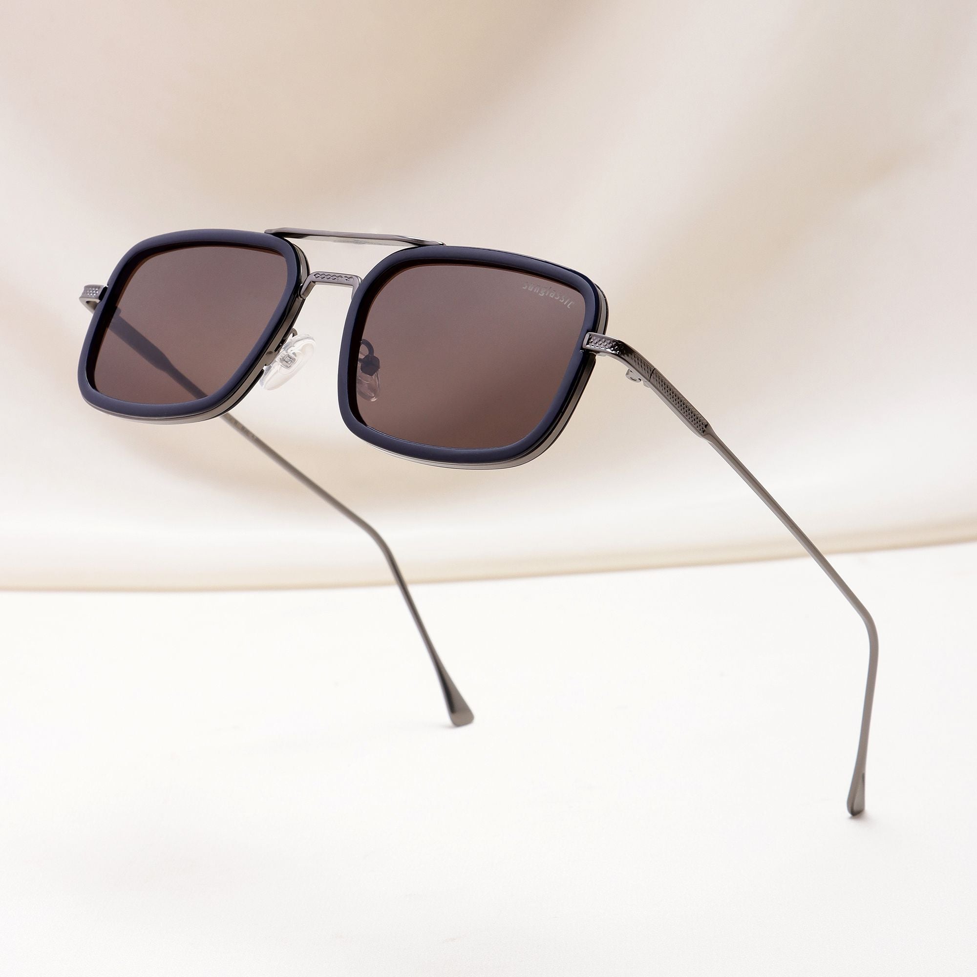 Lecter – Gun Black Brown Rectangle Sunglasses | UV400