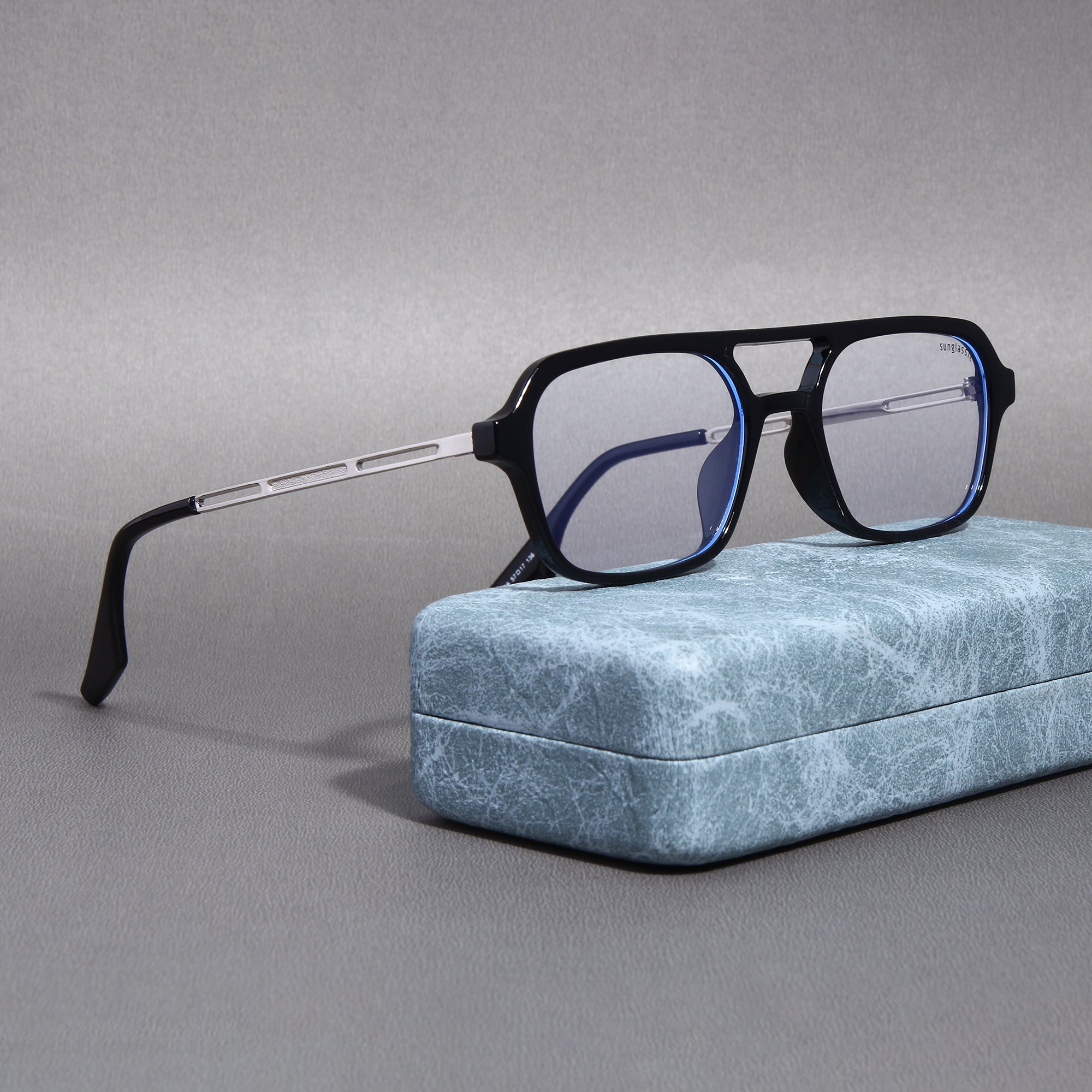 Video of Colton Black Clear Rectangle Sunglasses