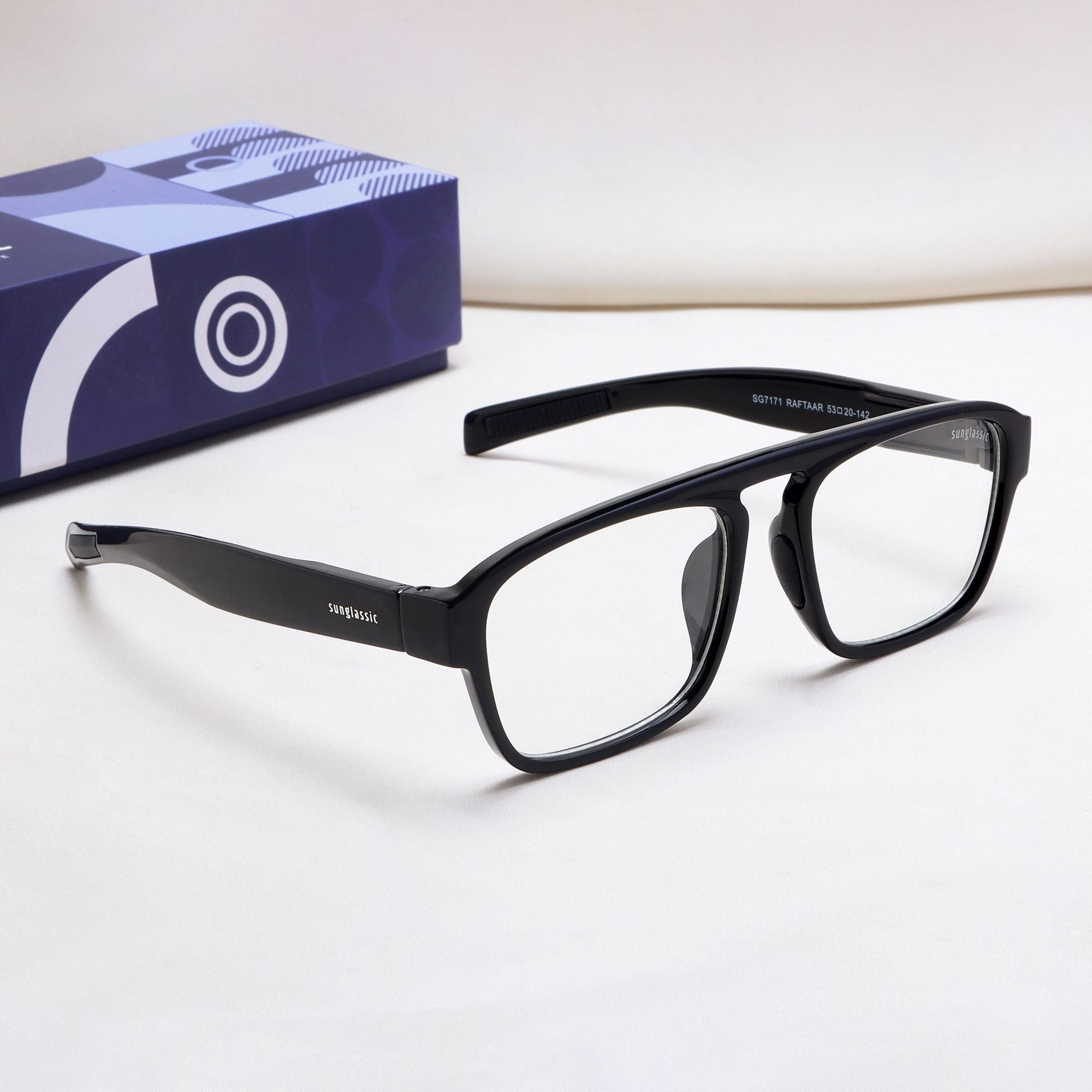 Raftaar Black Clear Square Sunglasses | Anti Blue Light